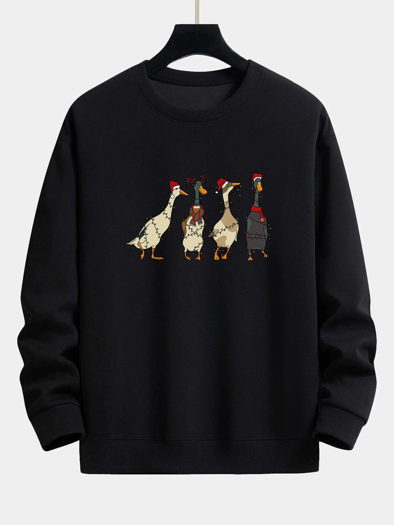 Weihnachtslichter Ente Druck Locker Sitzendes Sweatshirt - Image 3