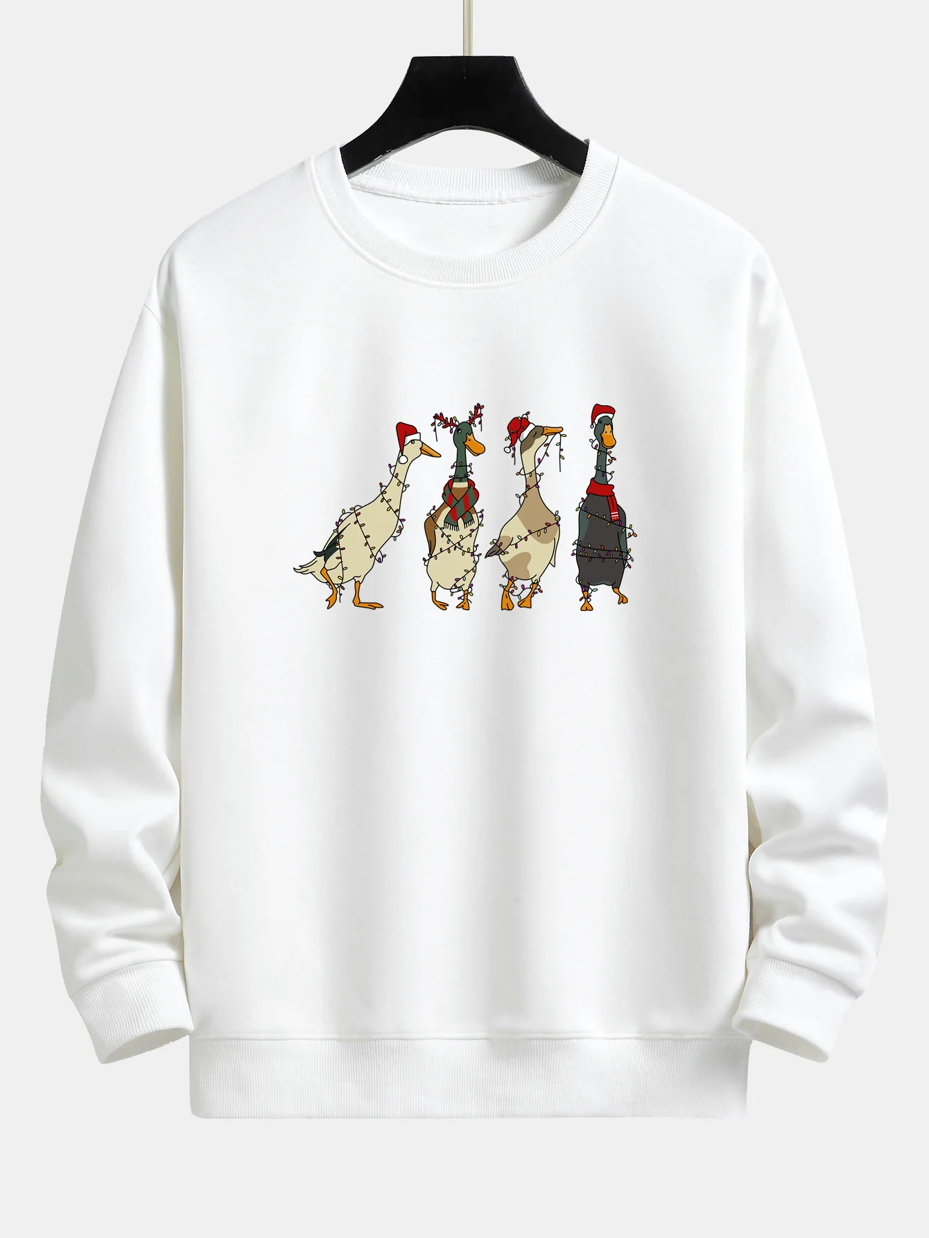 Weihnachtslichter Ente Druck Locker Sitzendes Sweatshirt - Image 4