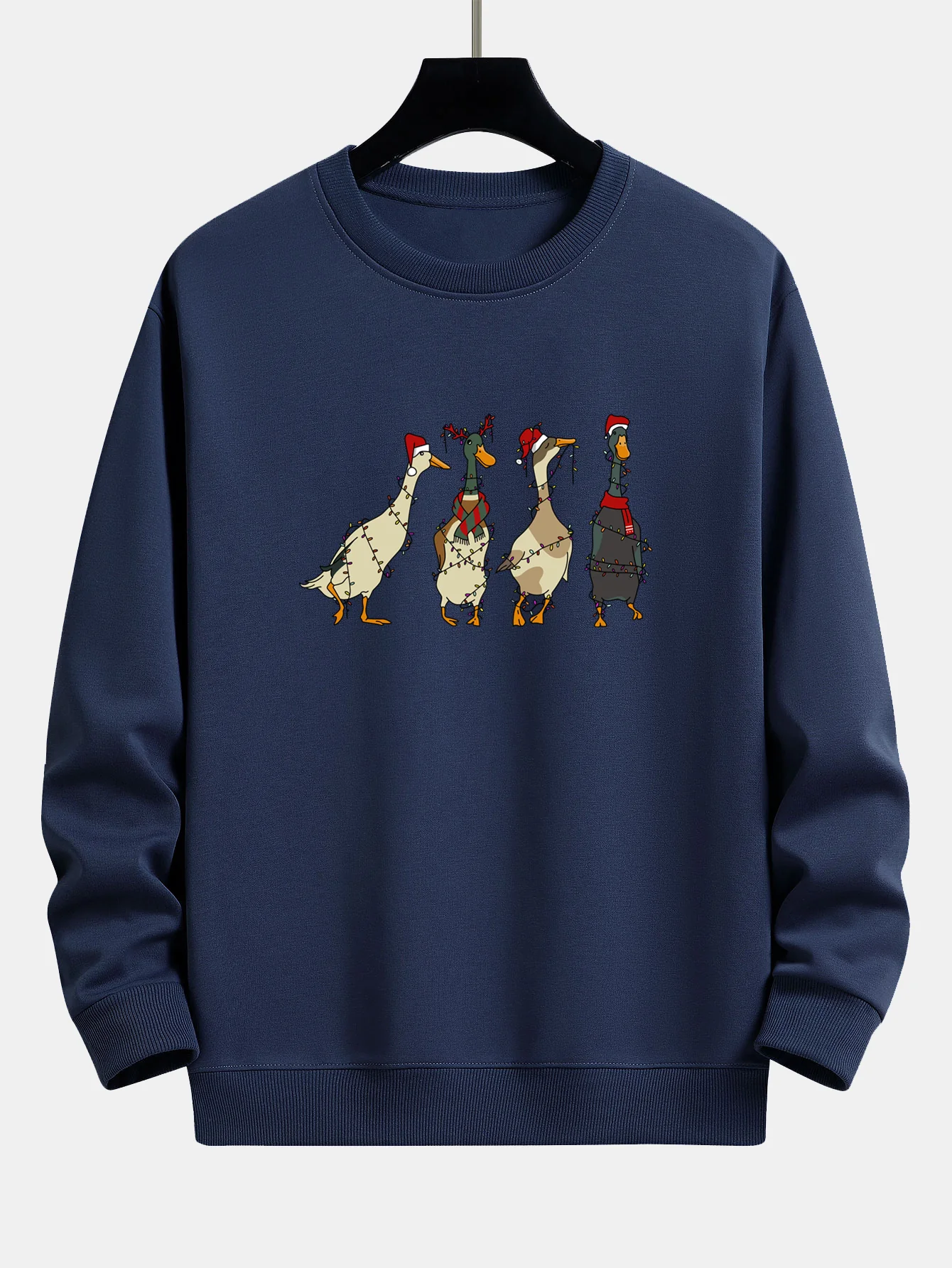 Weihnachtslichter Ente Druck Locker Sitzendes Sweatshirt - Image 7