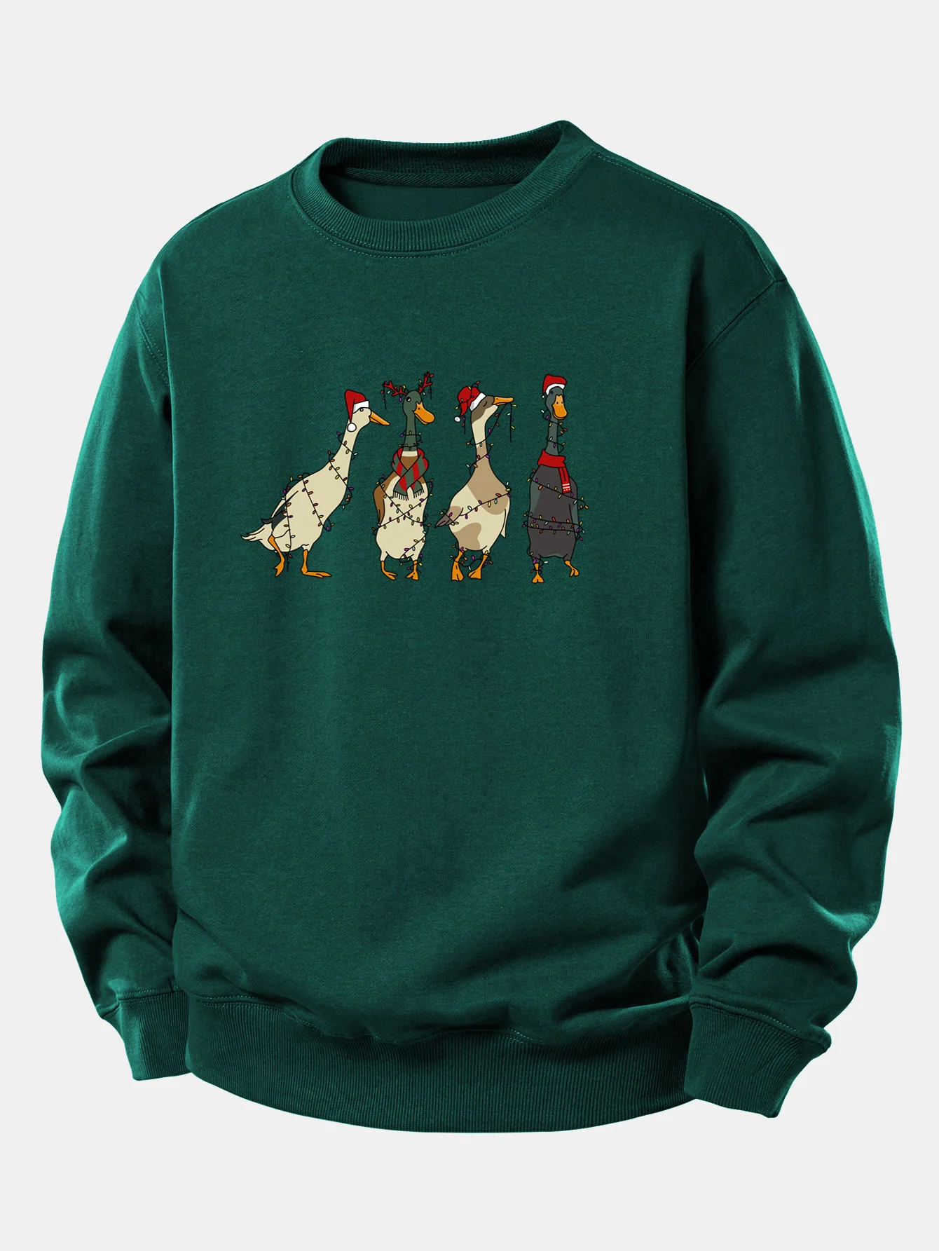 Weihnachtslichter Ente Druck Locker Sitzendes Sweatshirt - Image 2