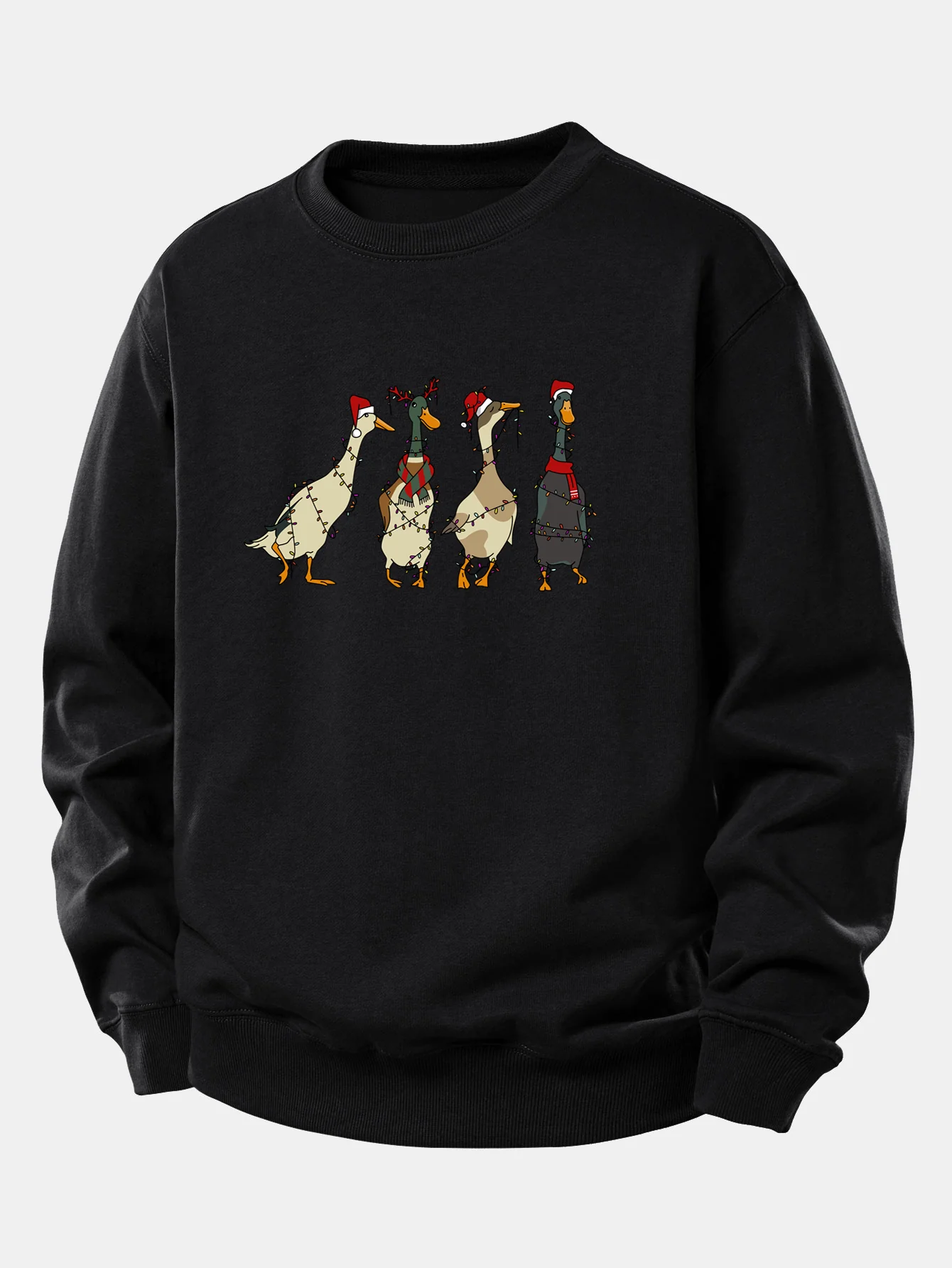 Weihnachtslichter Ente Druck Locker Sitzendes Sweatshirt - Image 3