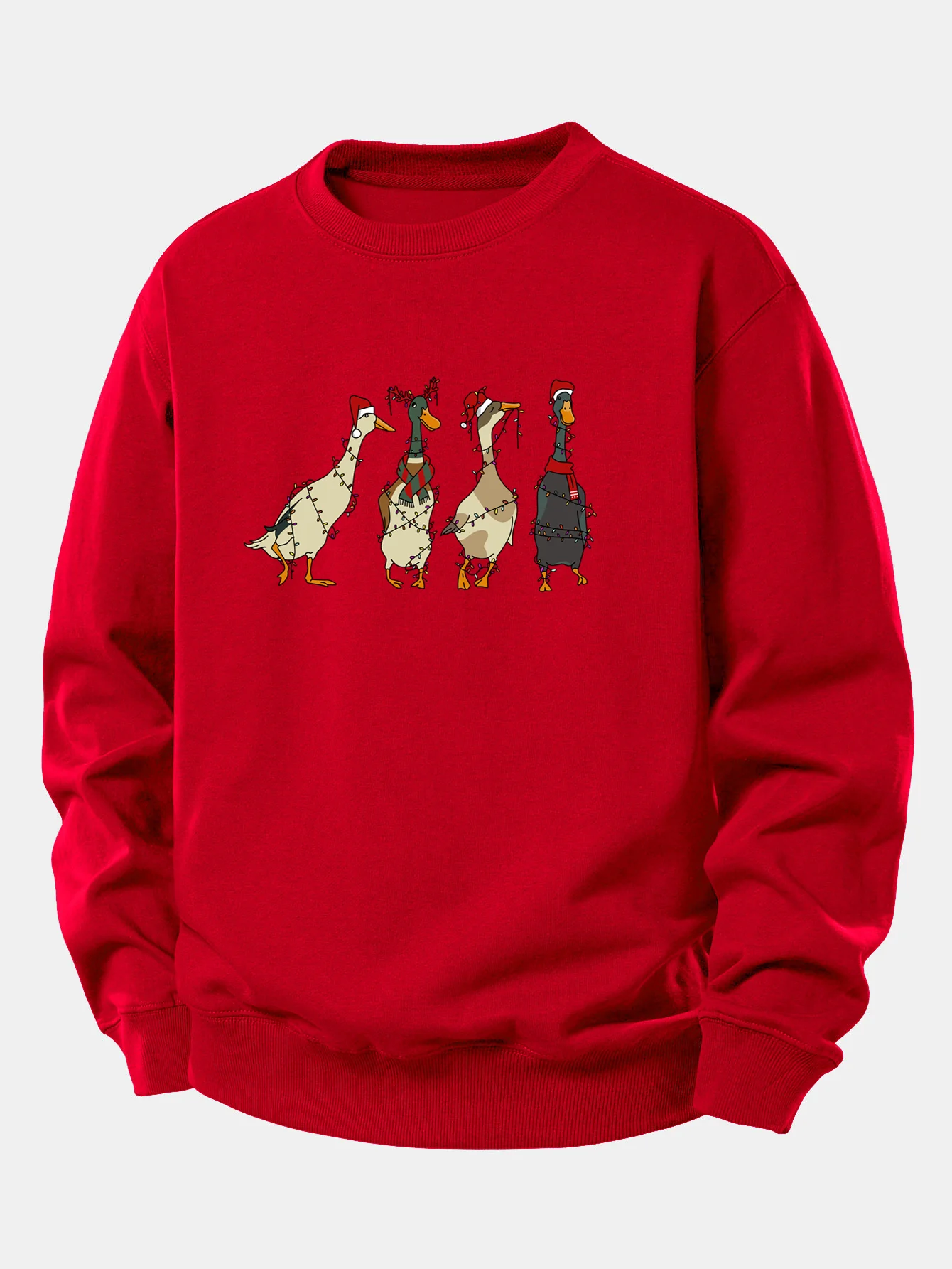Weihnachtslichter Ente Druck Locker Sitzendes Sweatshirt - Image 4
