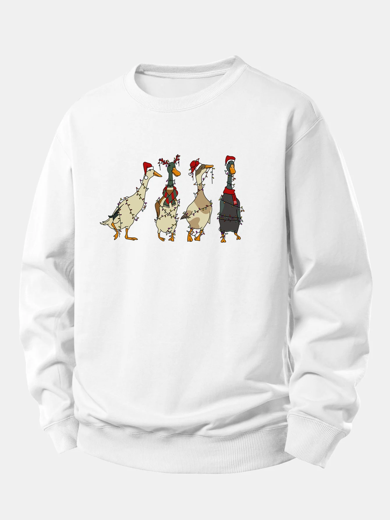 Weihnachtslichter Ente Druck Locker Sitzendes Sweatshirt - Image 5