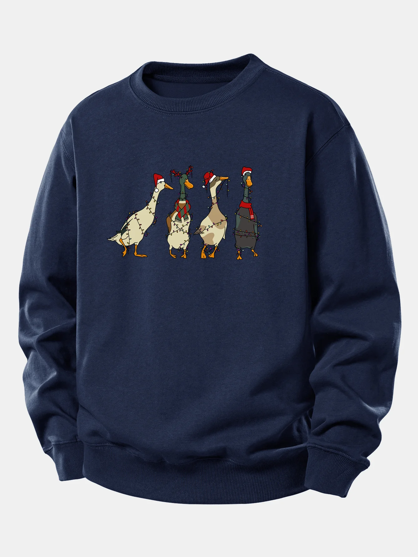 Weihnachtslichter Ente Druck Locker Sitzendes Sweatshirt - Image 7