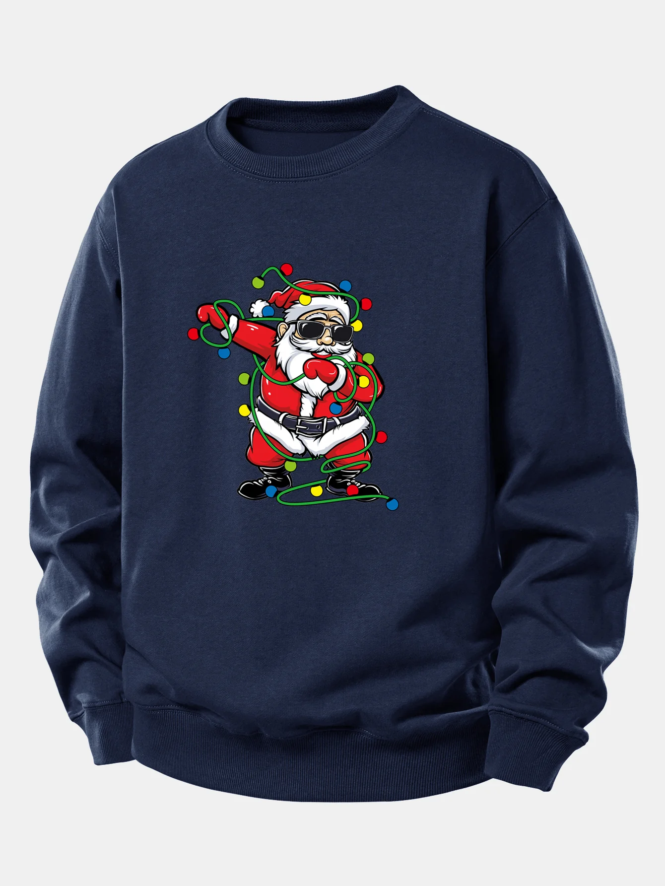 Christmas Lights Santa Claus Print Relax Fit Sweatshirt - Image 10