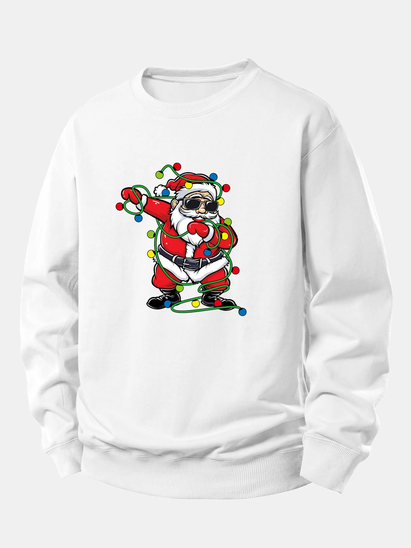 Christmas Lights Santa Claus Print Relax Fit Sweatshirt - Image 2