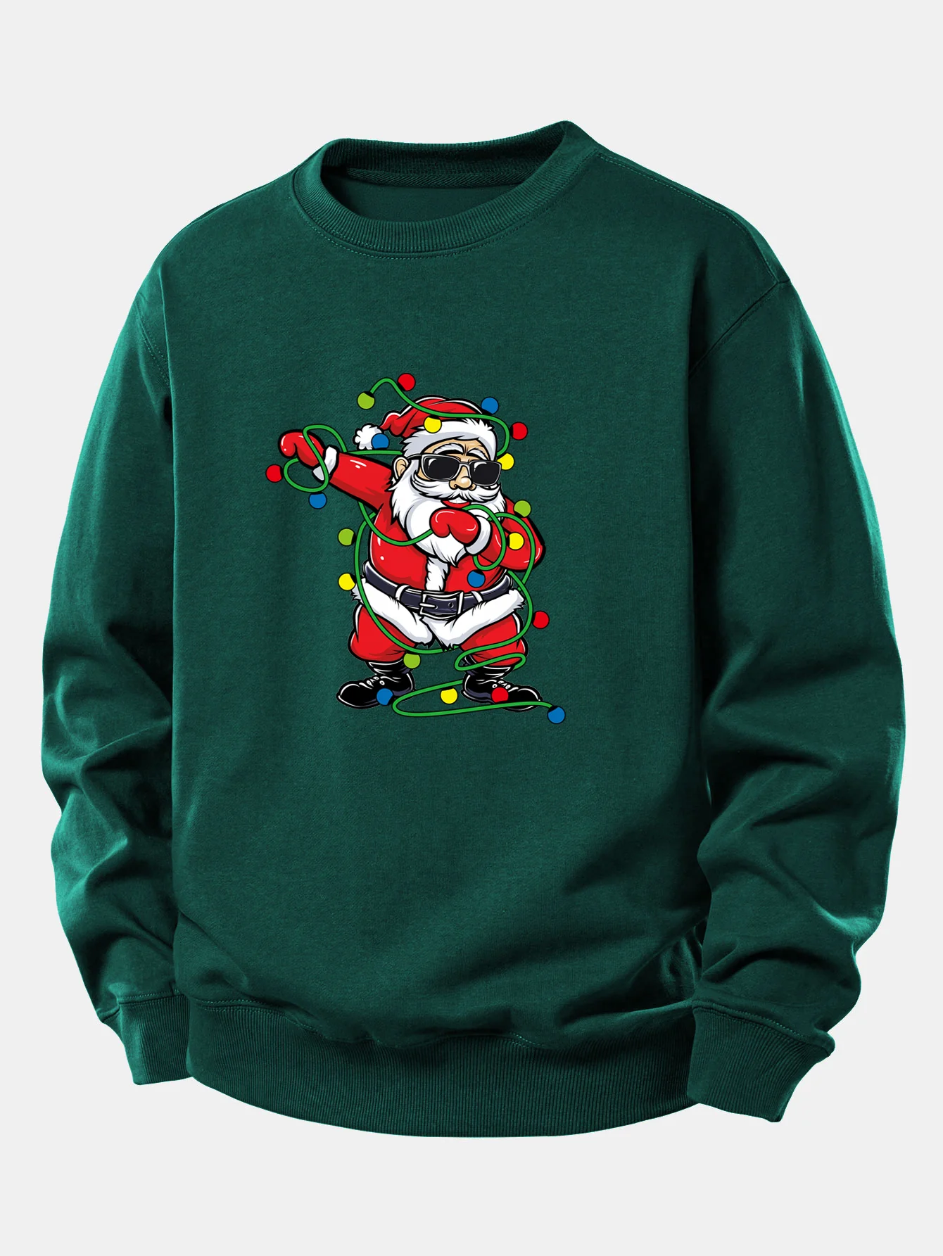 Christmas Lights Santa Claus Print Relax Fit Sweatshirt - Image 3