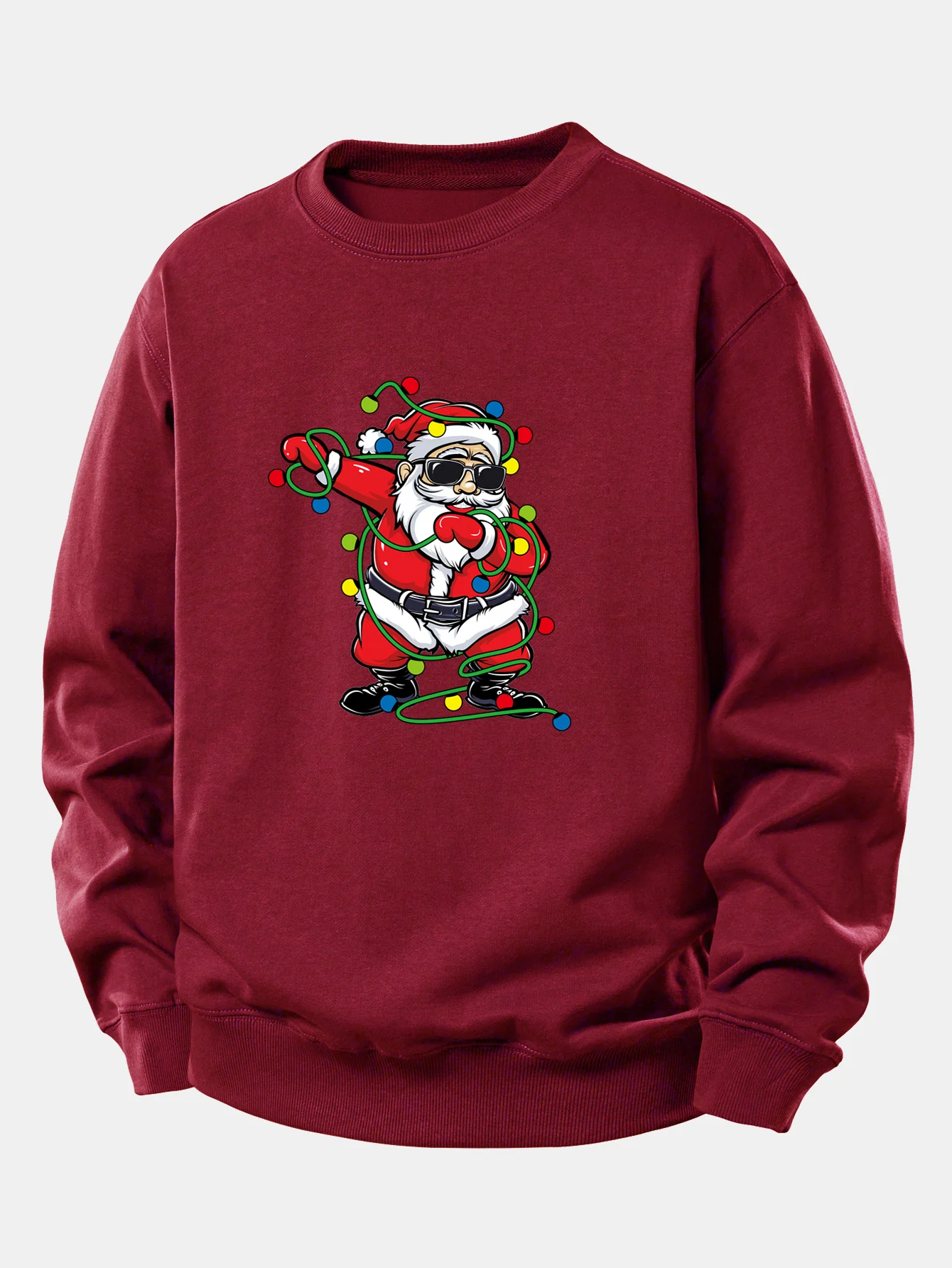 Christmas Lights Santa Claus Print Relax Fit Sweatshirt - Image 4