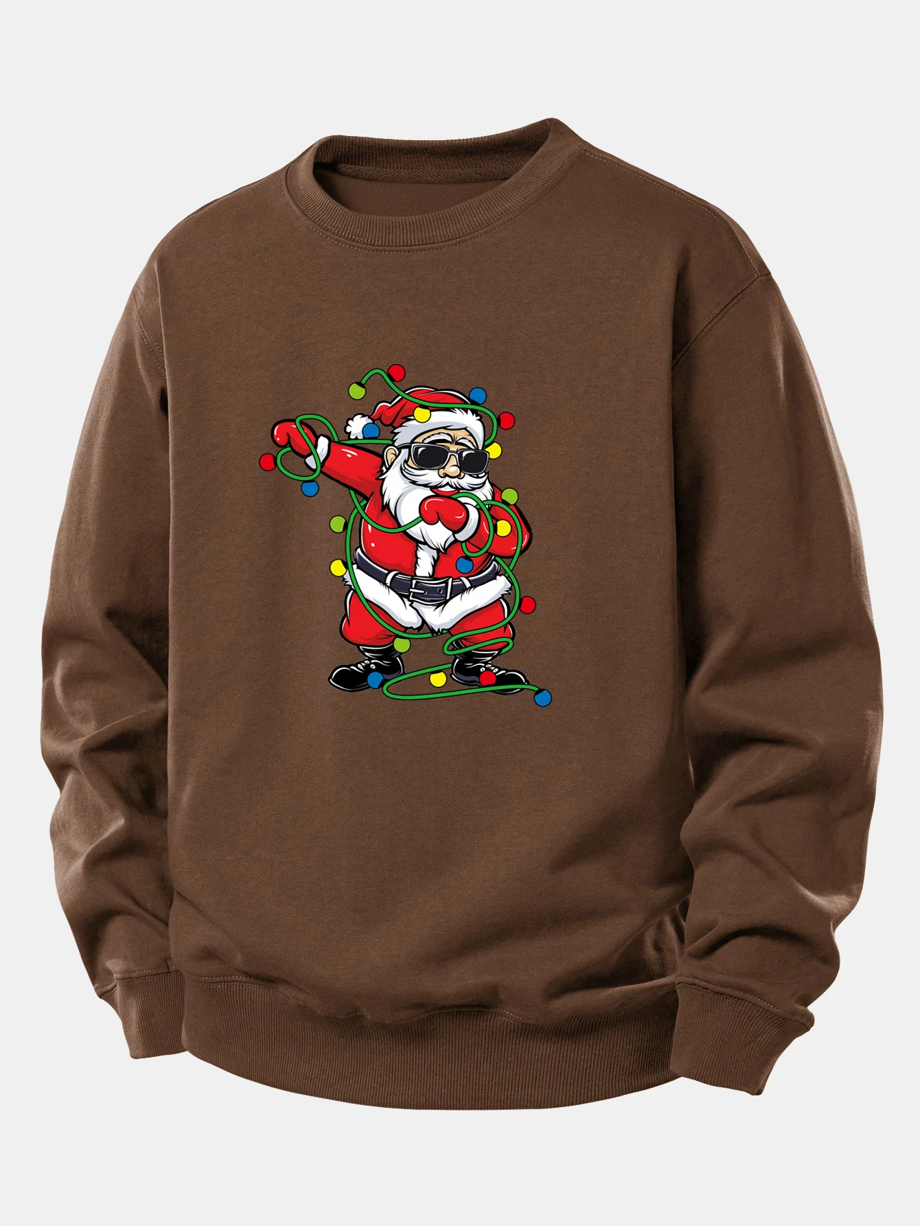 Christmas Lights Santa Claus Print Relax Fit Sweatshirt - Image 5
