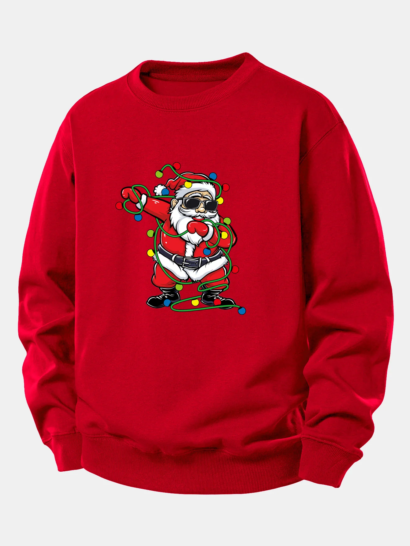 Christmas Lights Santa Claus Print Relax Fit Sweatshirt - Image 6