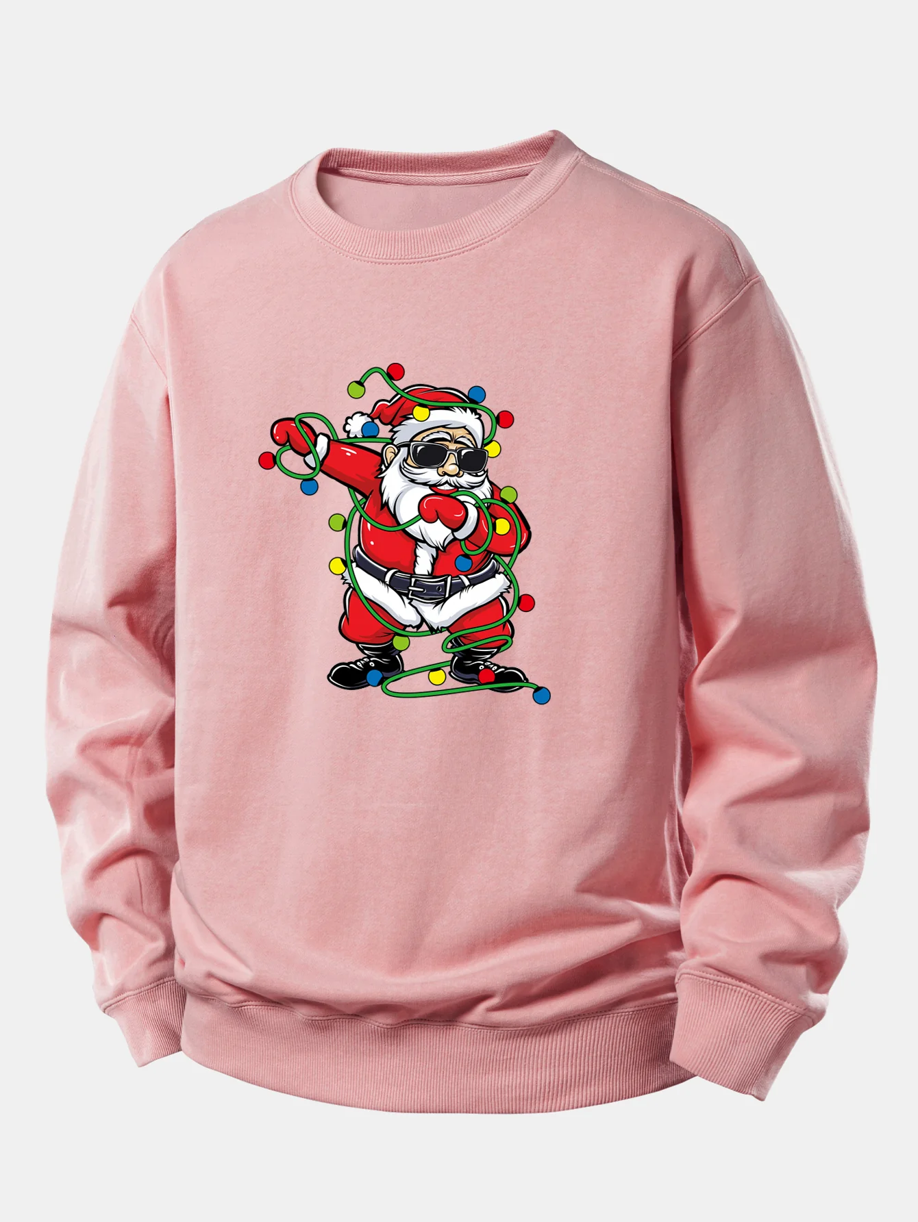 Christmas Lights Santa Claus Print Relax Fit Sweatshirt - Image 7