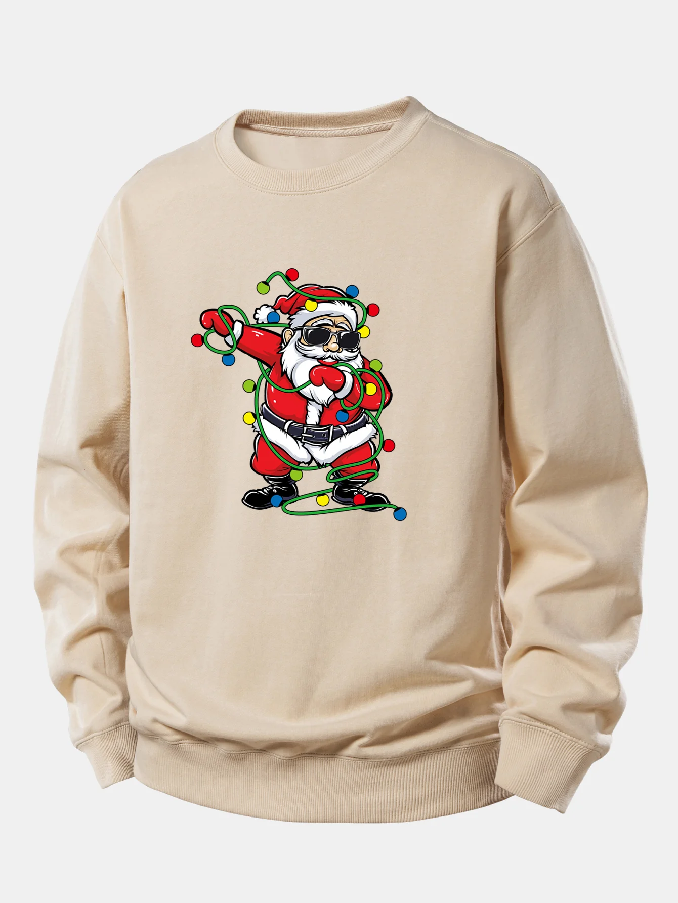 Christmas Lights Santa Claus Print Relax Fit Sweatshirt - Image 8