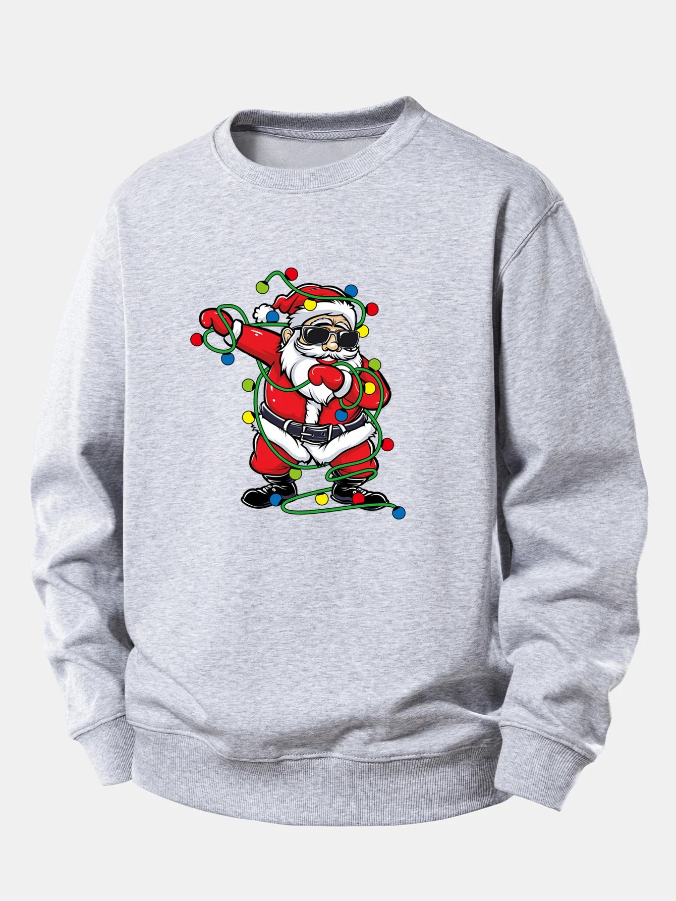 Christmas Lights Santa Claus Print Relax Fit Sweatshirt - Image 9
