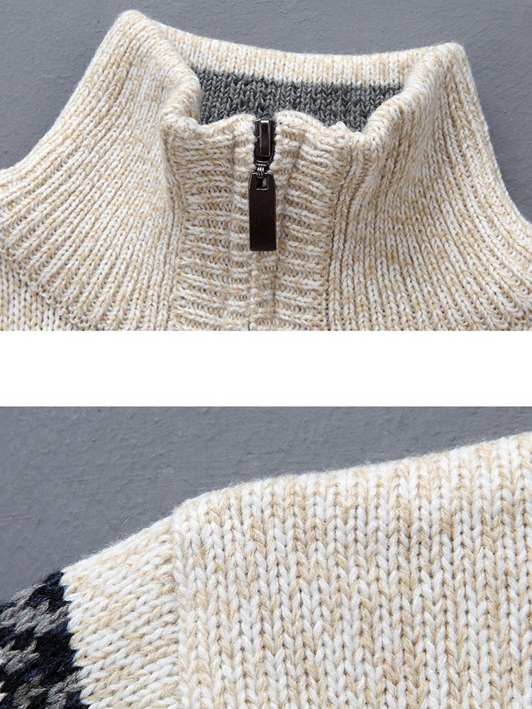 Weihnachts-Elch-Print Halbzip-Sweater - Image 6
