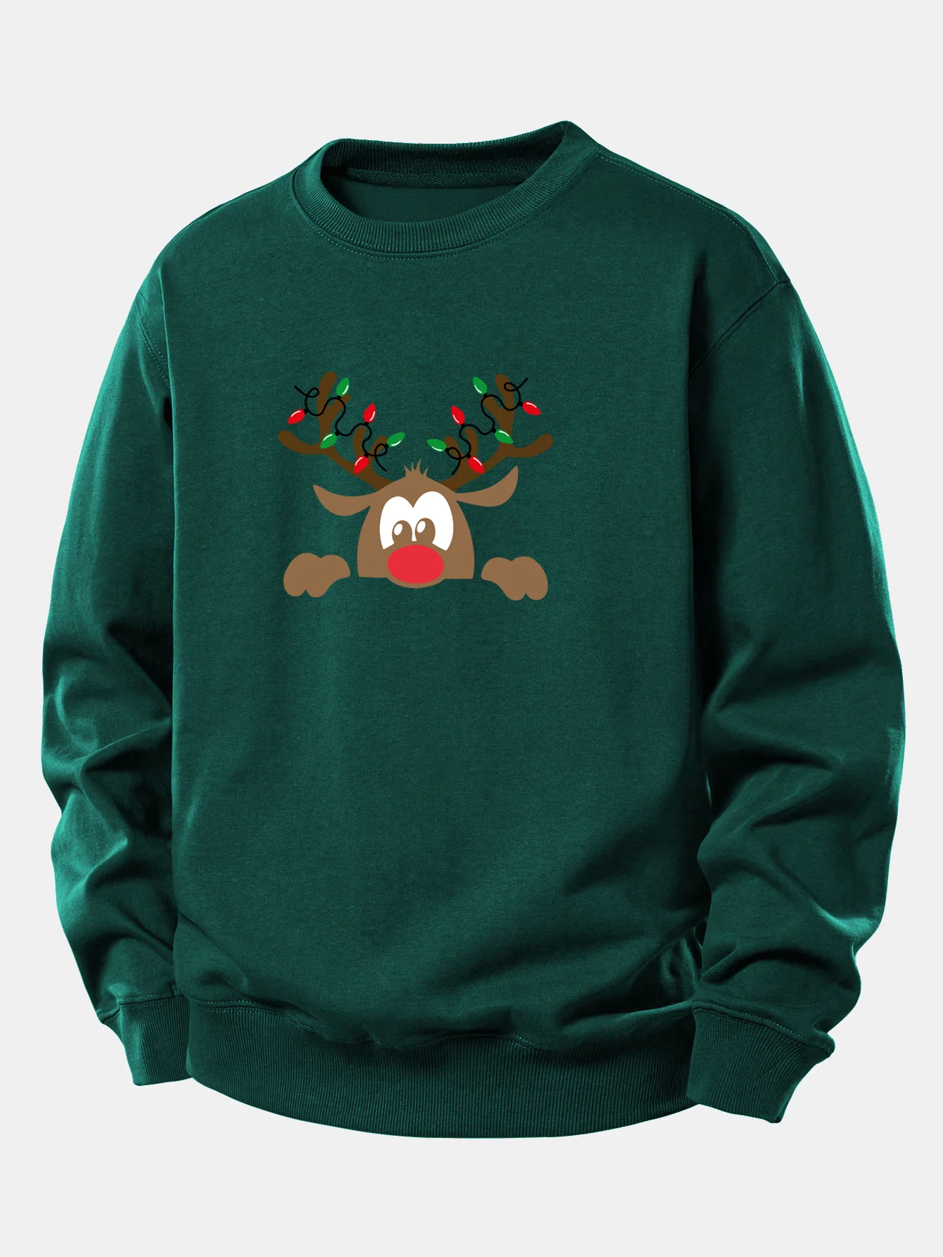 Christmas Reindeer Print Relax Fit Sweatshirt - Image 2