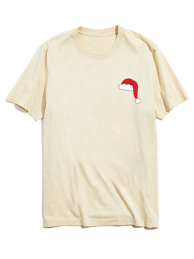 Weihnachtsmann-Hut-Print-T-Shirt - Image 3