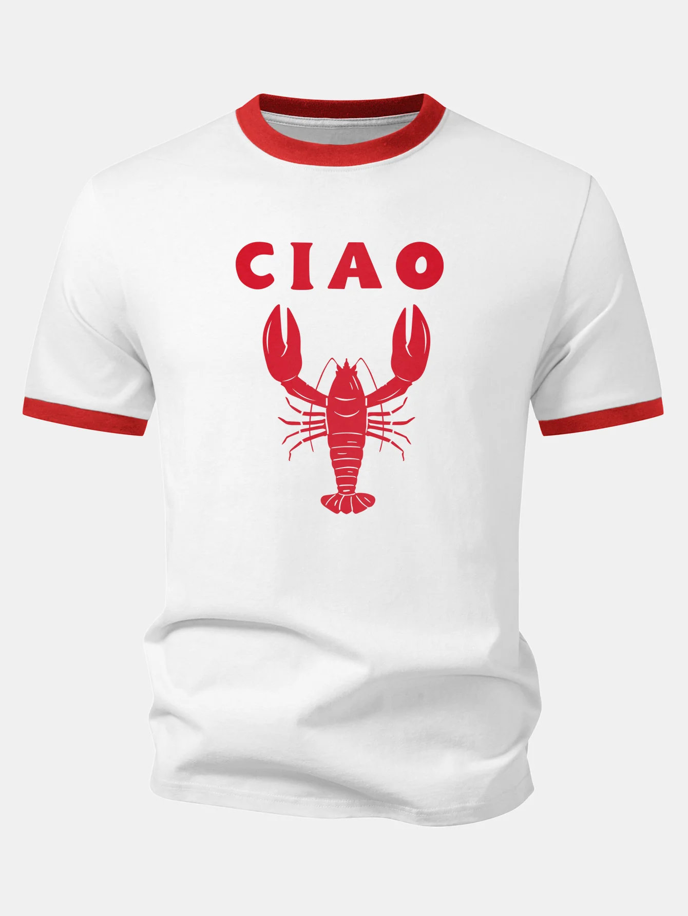 Ciao Lobster Print Contrast Ringer T-Shirt - Image 3