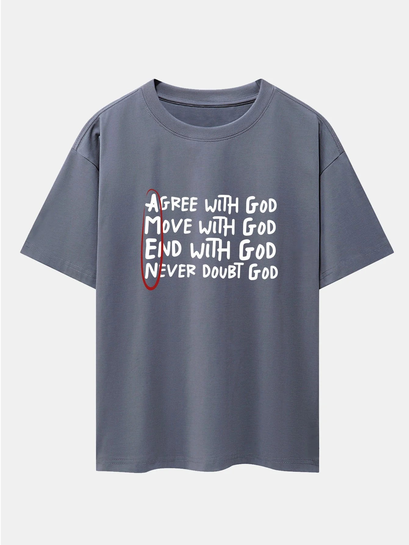 Umrandetes Slogan-Print Drop Shoulder Oversize T-Shirt - Image 5
