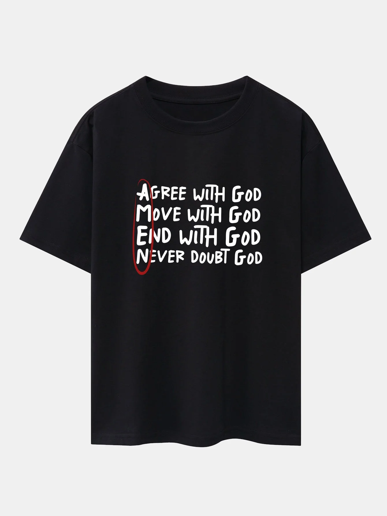 Umrandetes Slogan-Print Drop Shoulder Oversize T-Shirt - Image 6