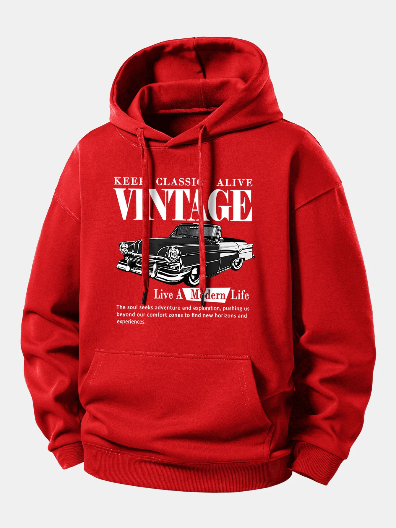 Classic Car Print Relax Fit Hoodie - Image 11