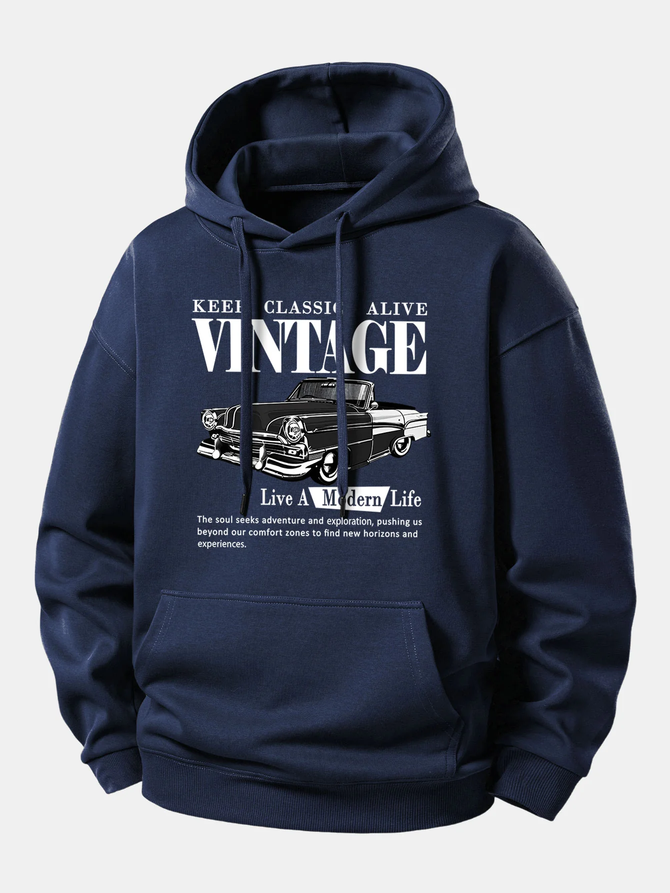Classic Car Print Relax Fit Hoodie - Image 2
