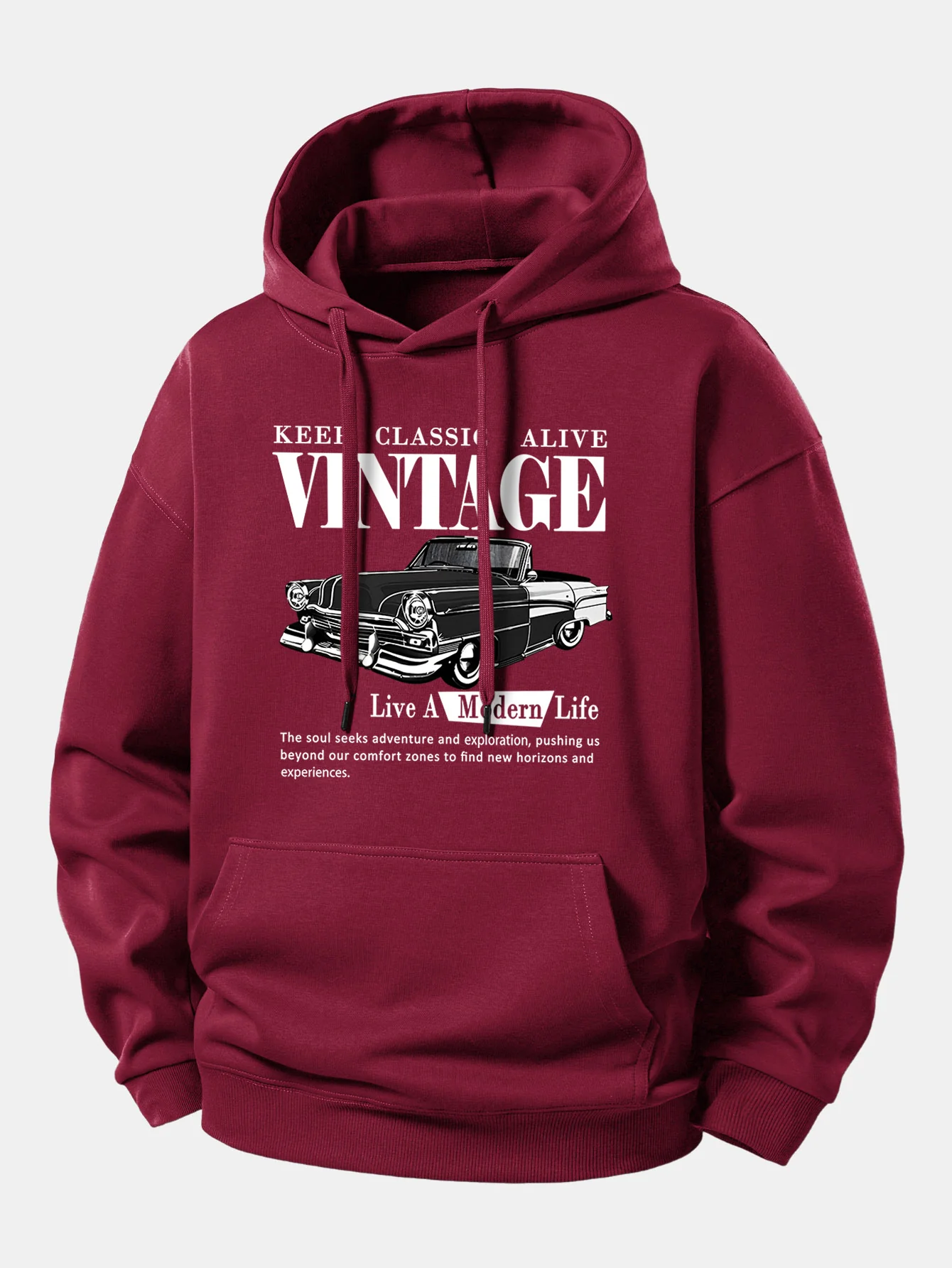 Classic Car Print Relax Fit Hoodie - Image 7