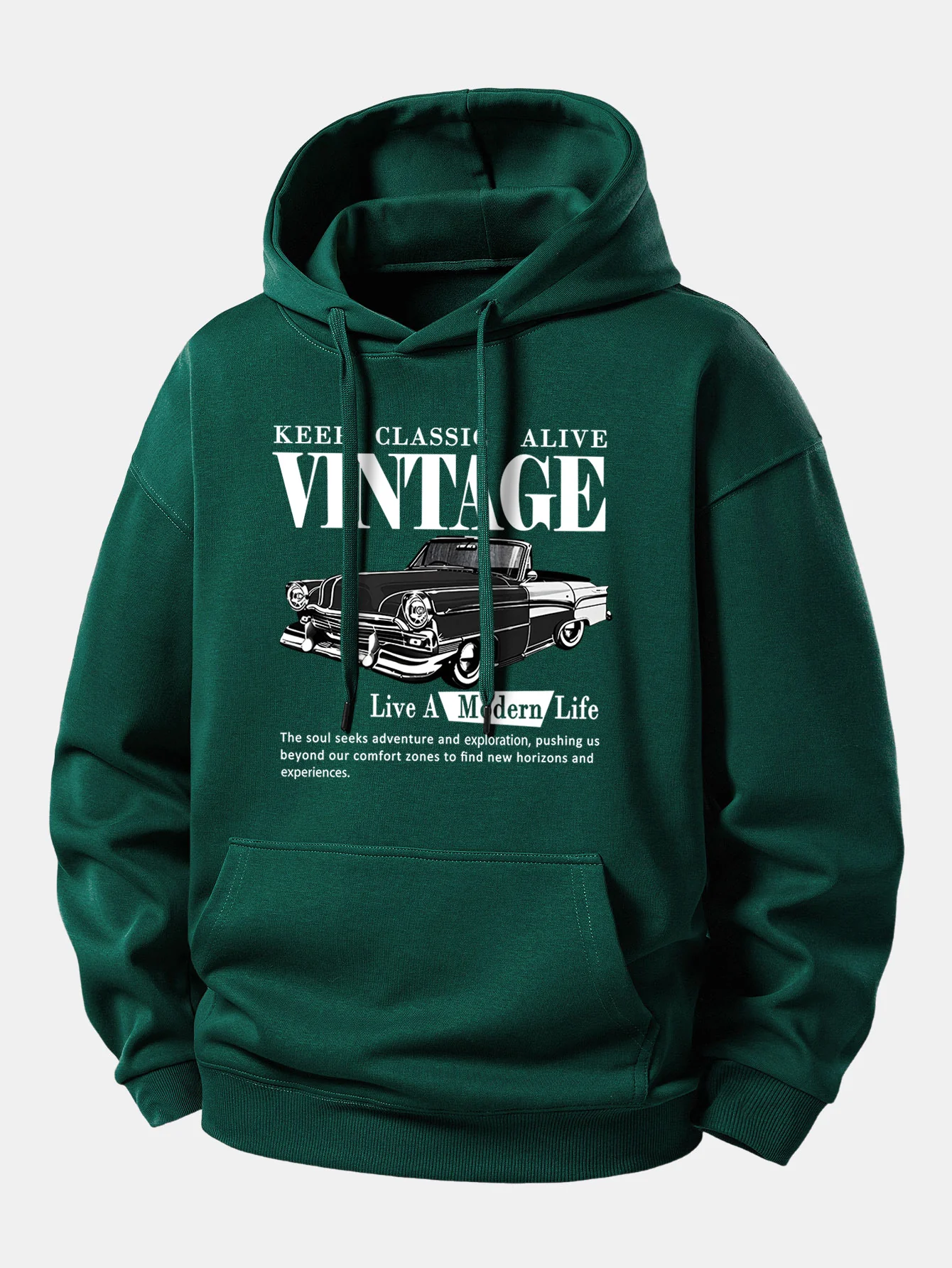 Classic Car Print Relax Fit Hoodie - Image 8