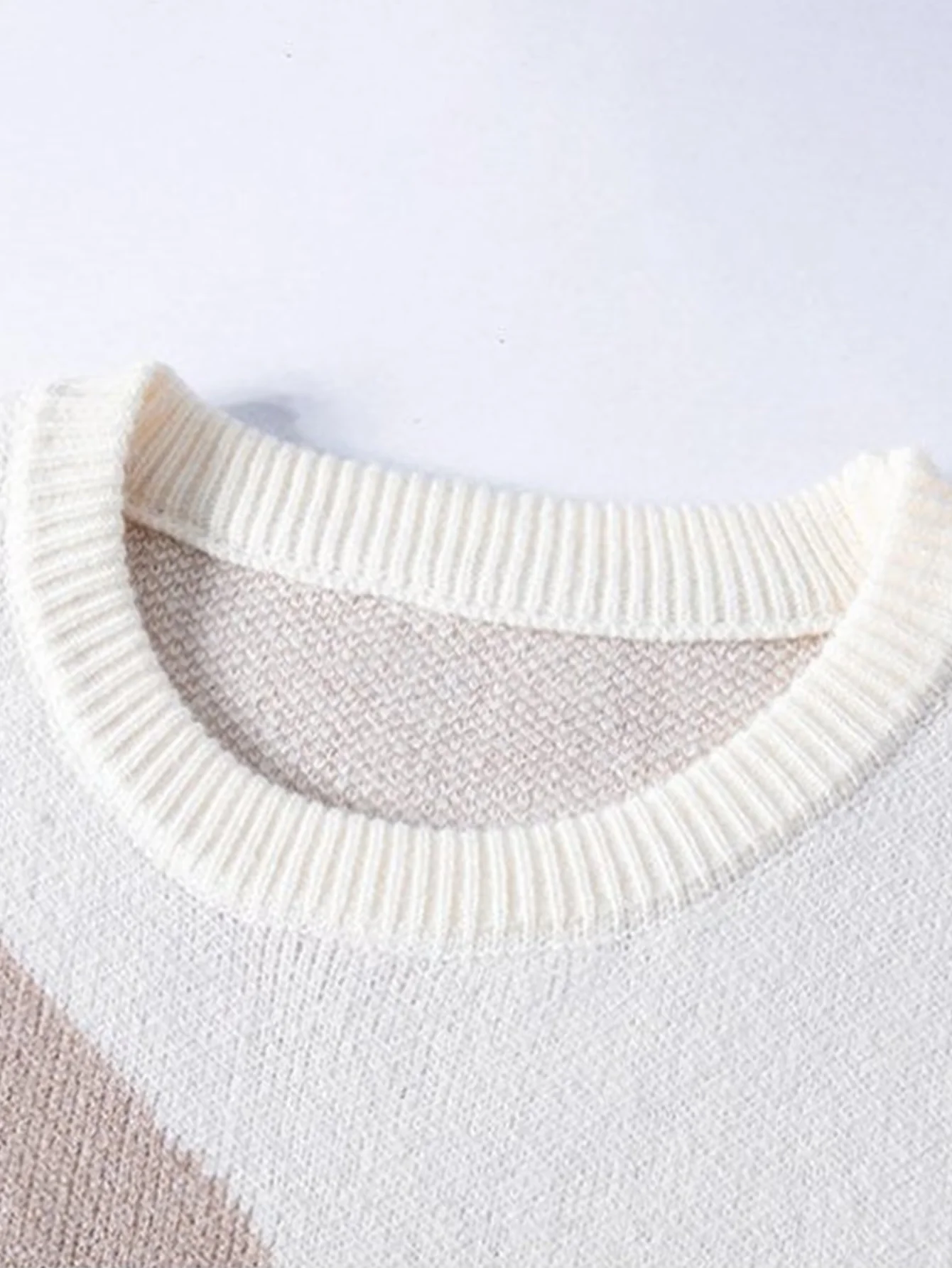 Color Block Cat Print Crew Neck Sweater - Image 5