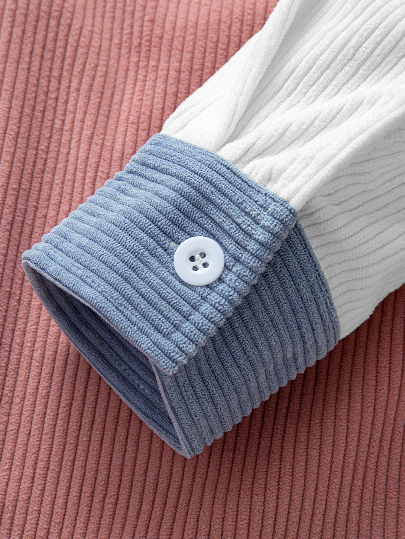 Relax Fit Color Block Corduroy Button Up Shirt - Image 6