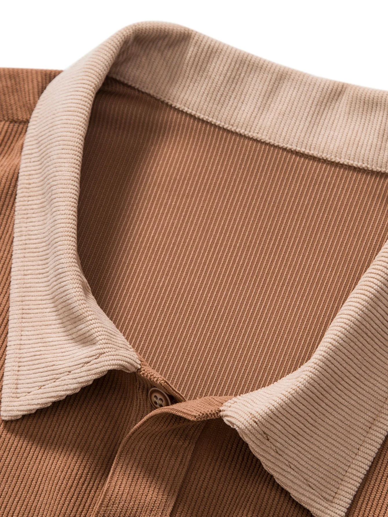 Farbblock Corduroy Polo-Shirt - Image 3