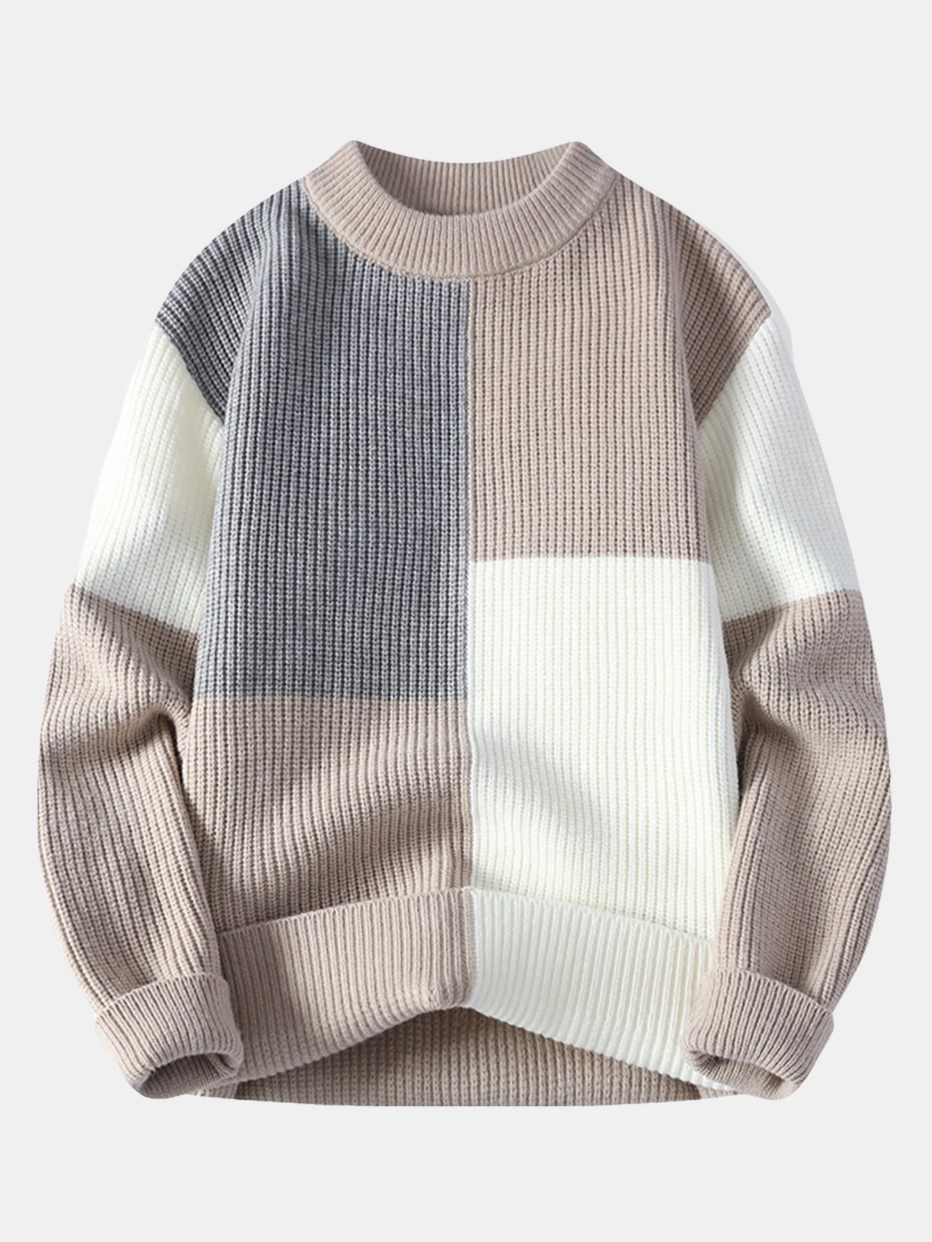 Color Block Crew Neck Sweater - Image 2