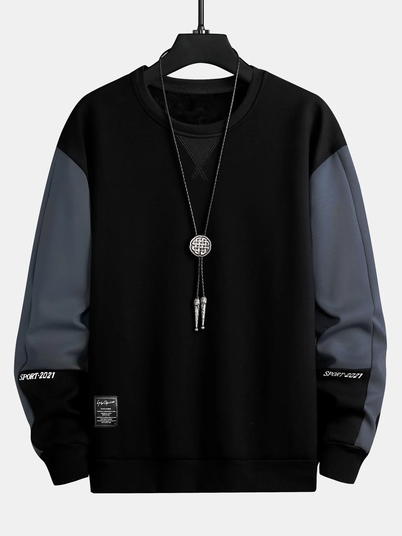 Farbblock Rundhals Sweatshirt - Image 4