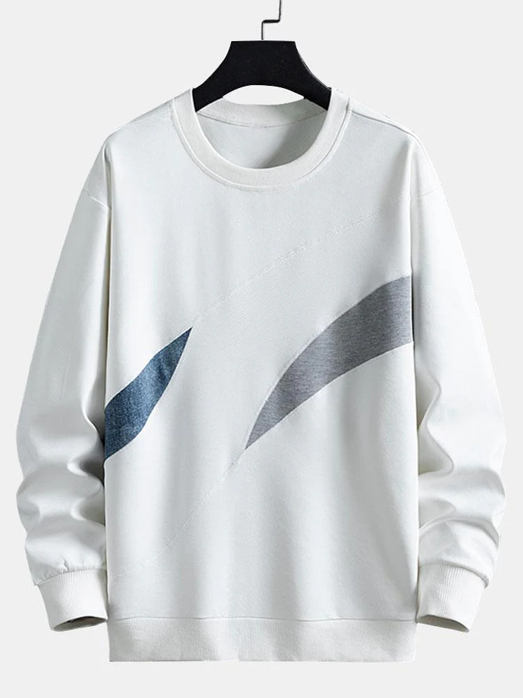 Farbblock Rundhals Sweatshirt - Image 3