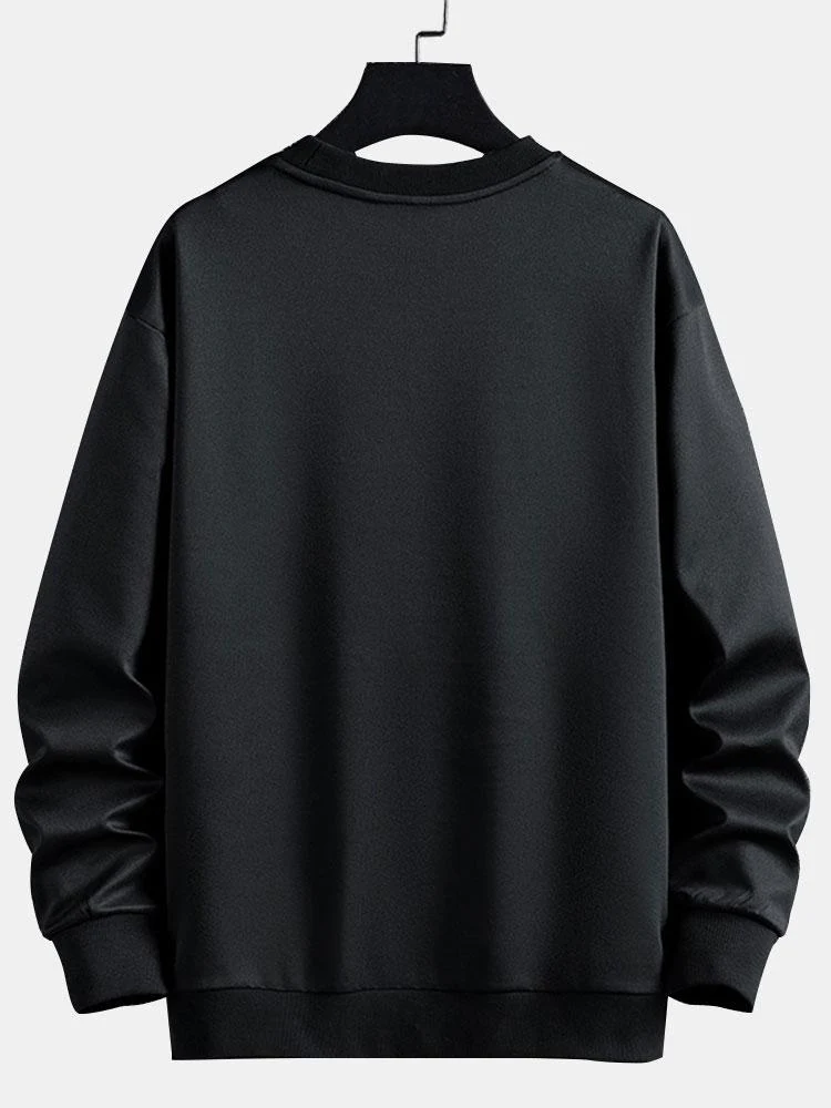 Farbblock Rundhals Sweatshirt - Image 4
