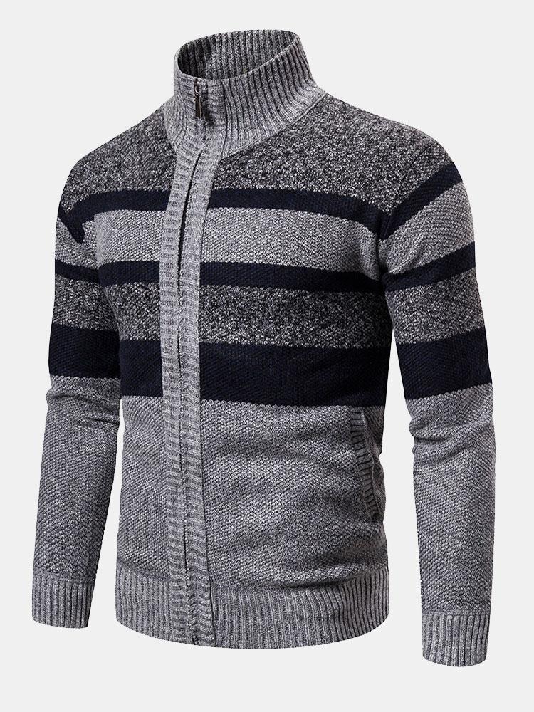 Farbblock-Funnel-Neck-Zip-Up-Pullover - Image 2