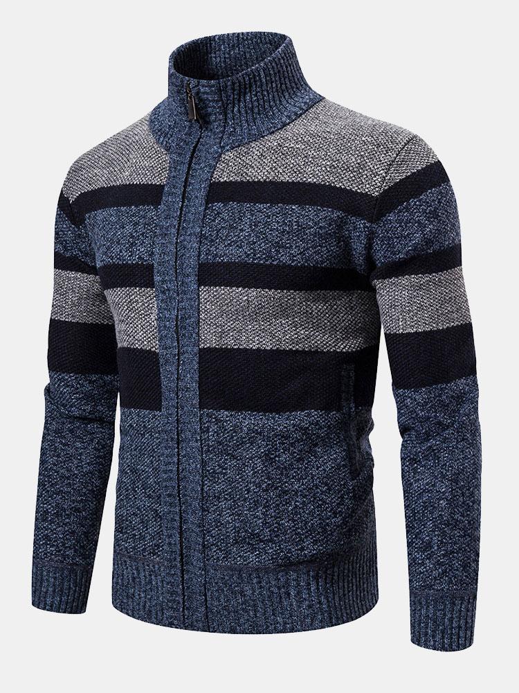 Farbblock-Funnel-Neck-Zip-Up-Pullover - Image 3