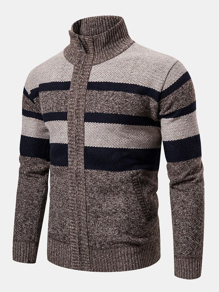 Farbblock-Funnel-Neck-Zip-Up-Pullover - Image 4