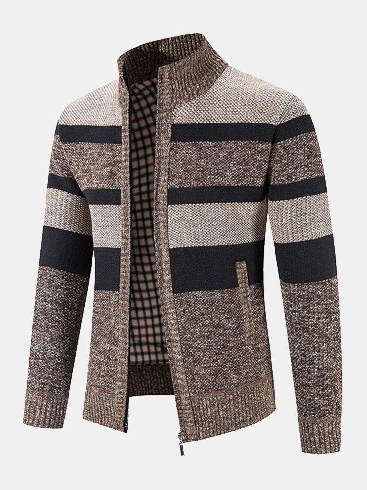 Farbblock-Funnel-Neck-Zip-Up-Pullover - Image 5