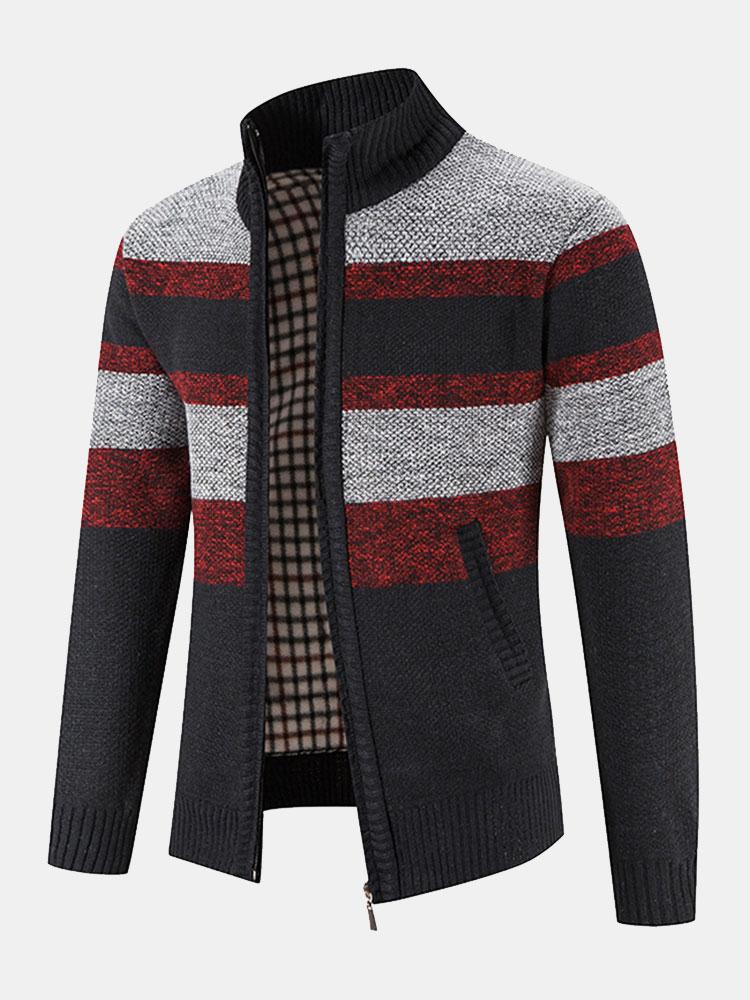 Farbblock-Funnel-Neck-Zip-Up-Pullover - Image 9