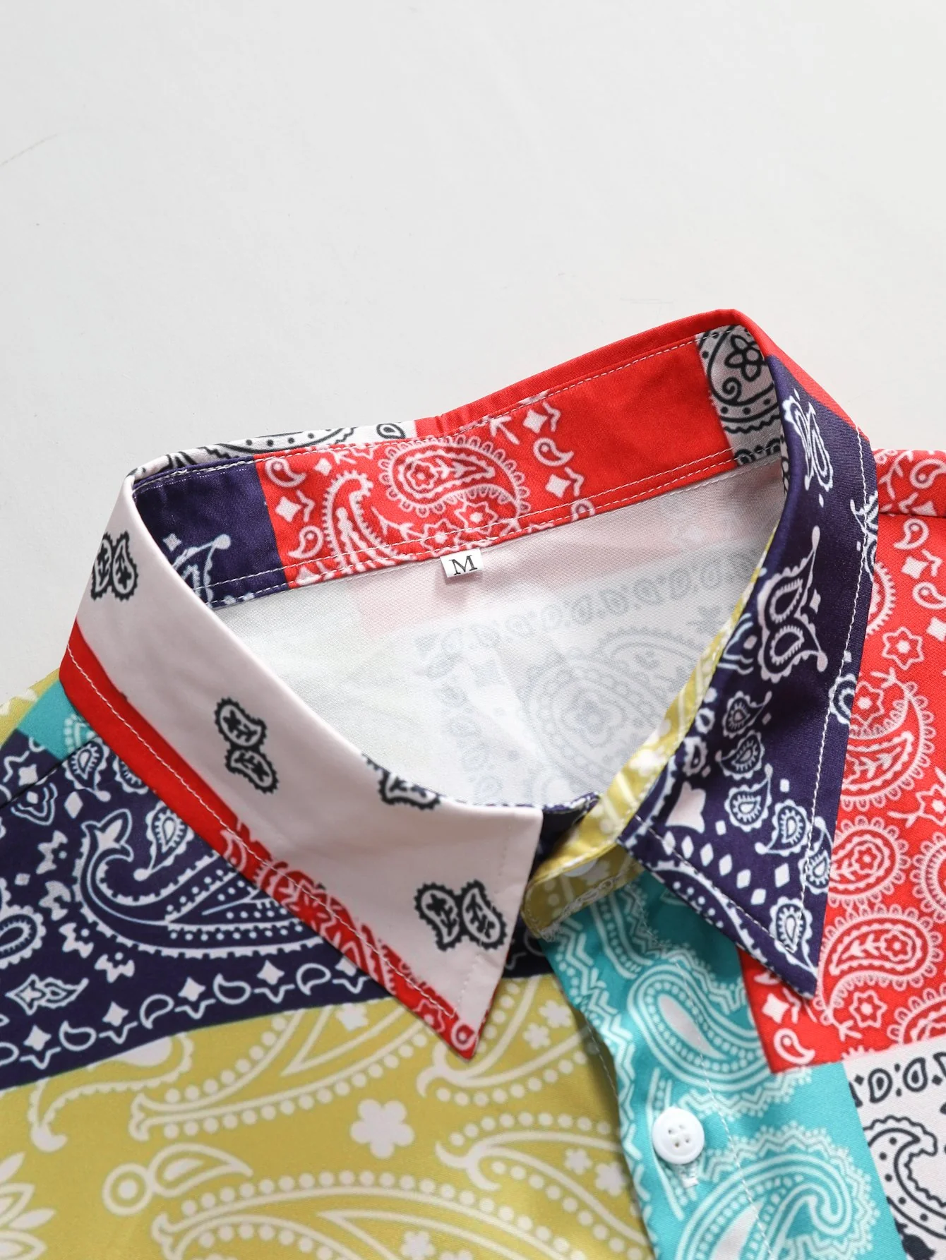 Farbblock Paisley Druck Knopf-Down Hemd - Image 3