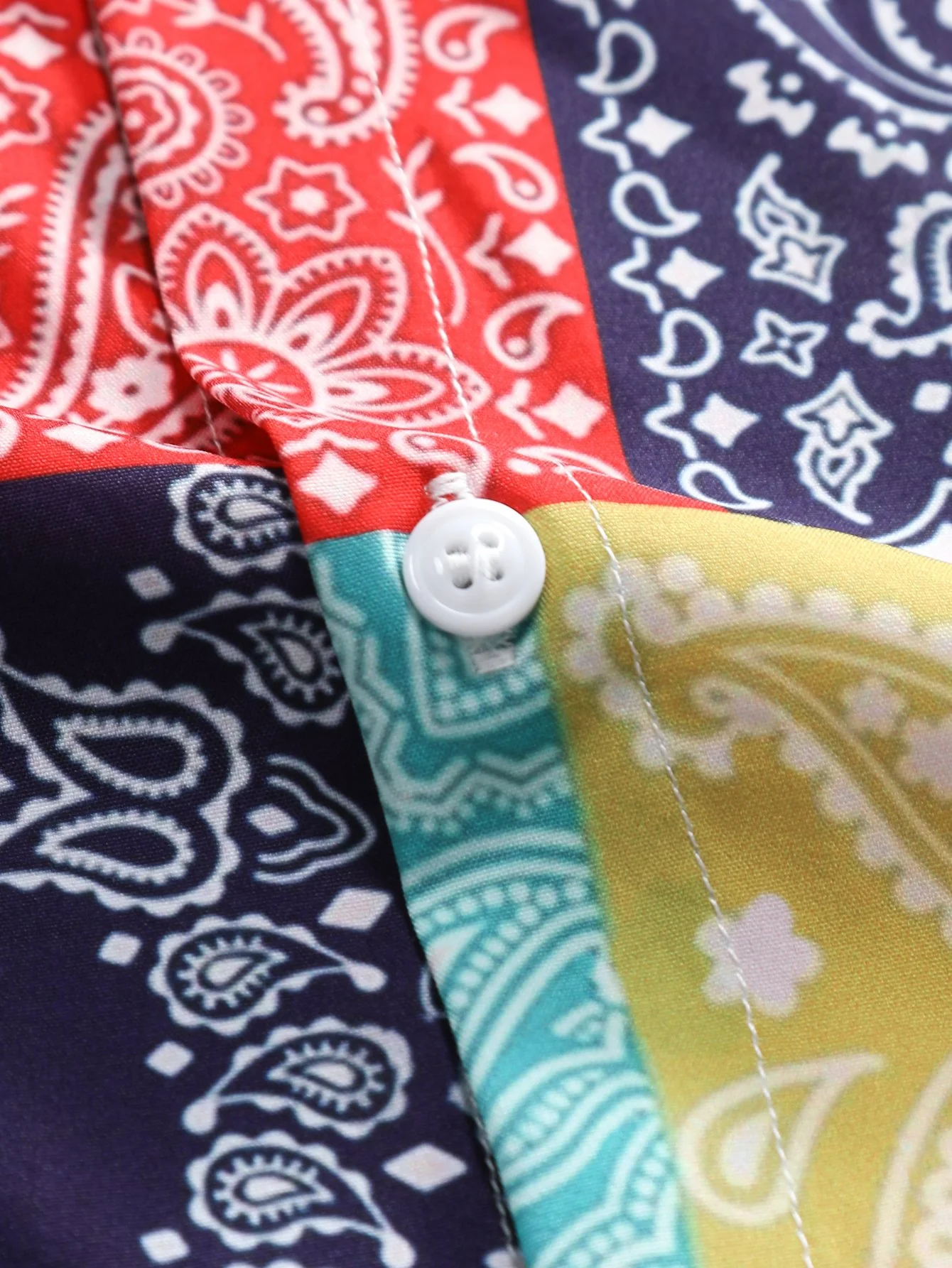 Farbblock Paisley Druck Knopf-Down Hemd - Image 5