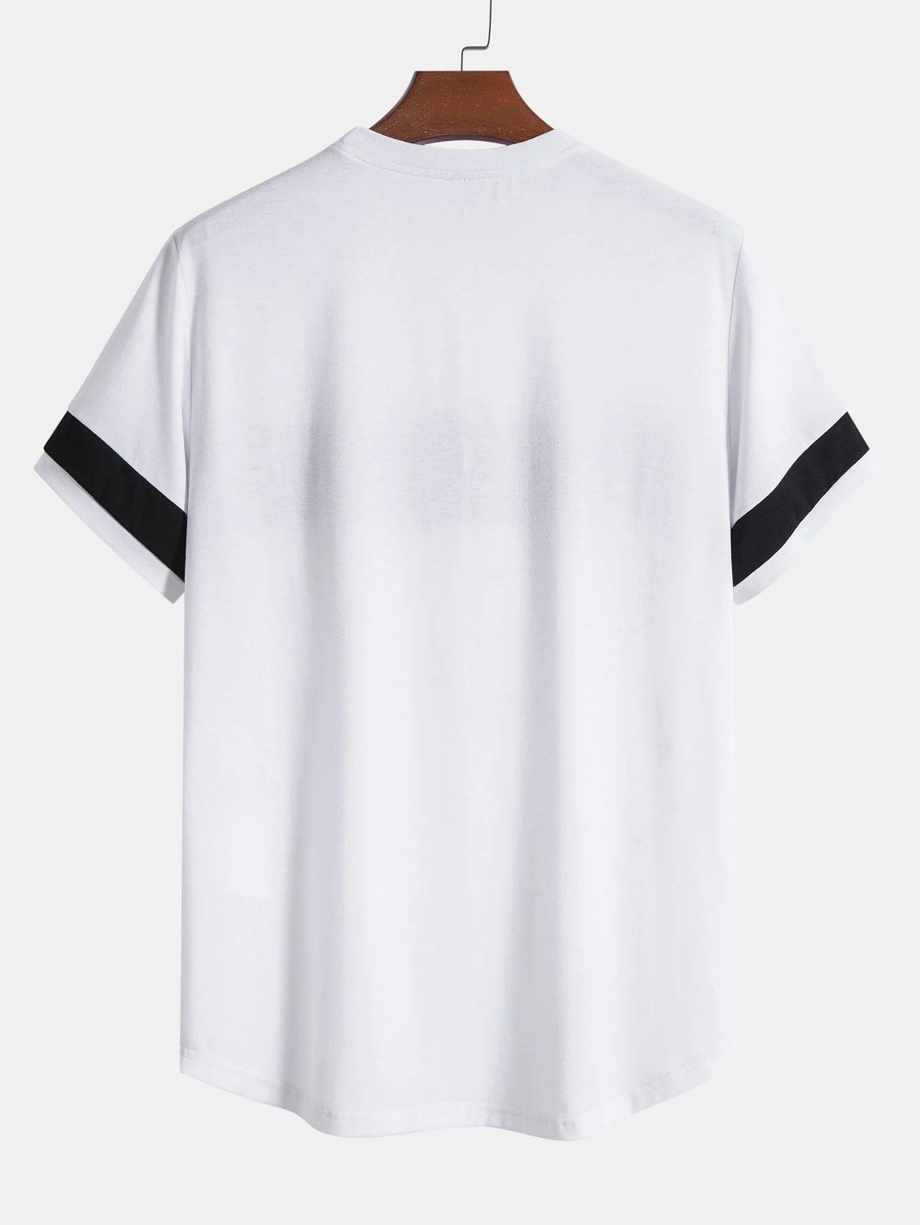 Farbblock-Patchwork-Bogen-Saum-T-Shirt - Image 2