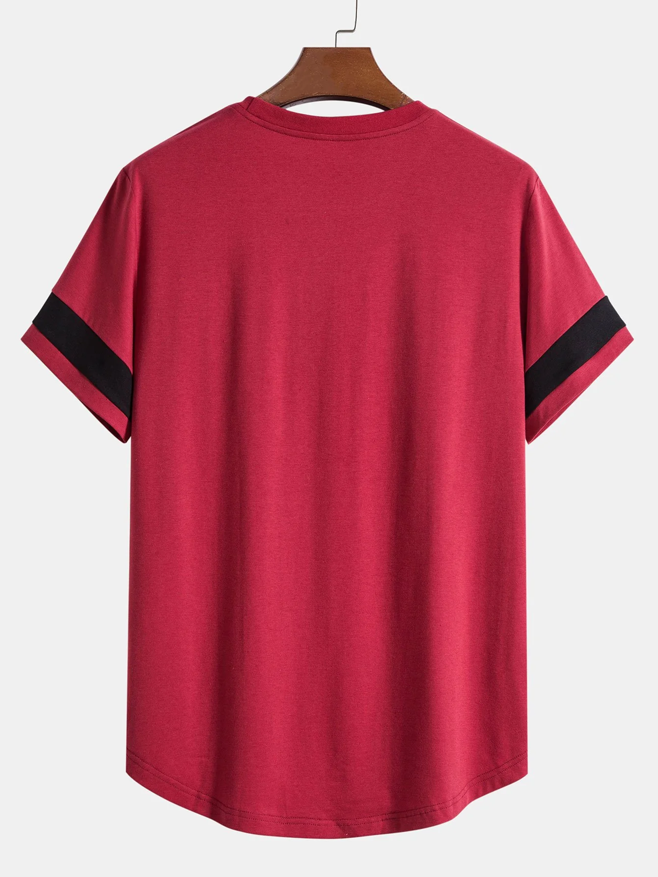 Farbblock-Patchwork-Bogen-Saum-T-Shirt - Image 6