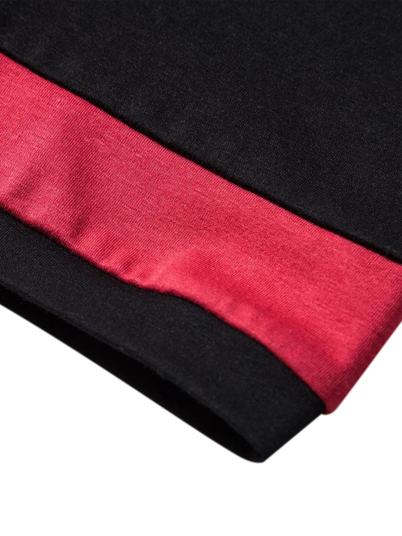 Farbblock-Patchwork-Bogen-Saum-T-Shirt - Image 9
