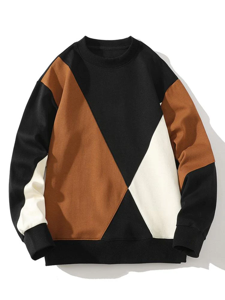 Farbblock-Patchwork-Sweatshirt - Image 2
