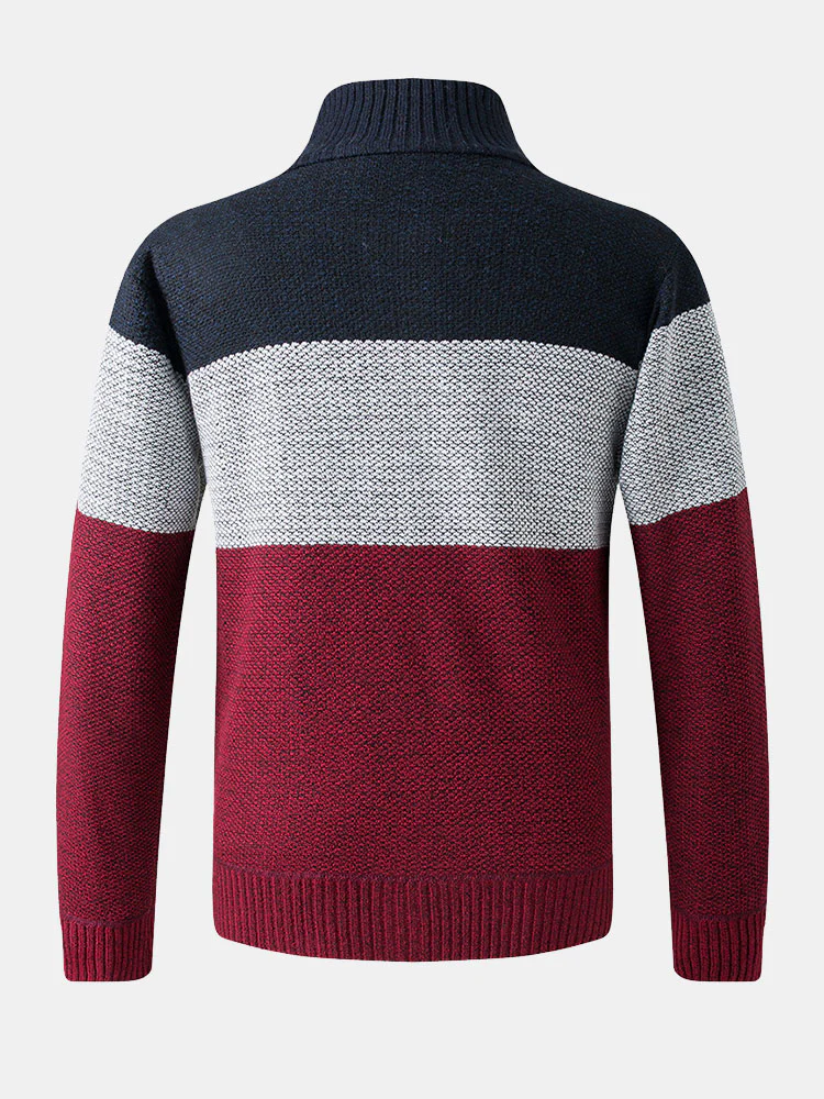 Farbblock-Patchwork-Reißverschluss-Pullover - Image 5