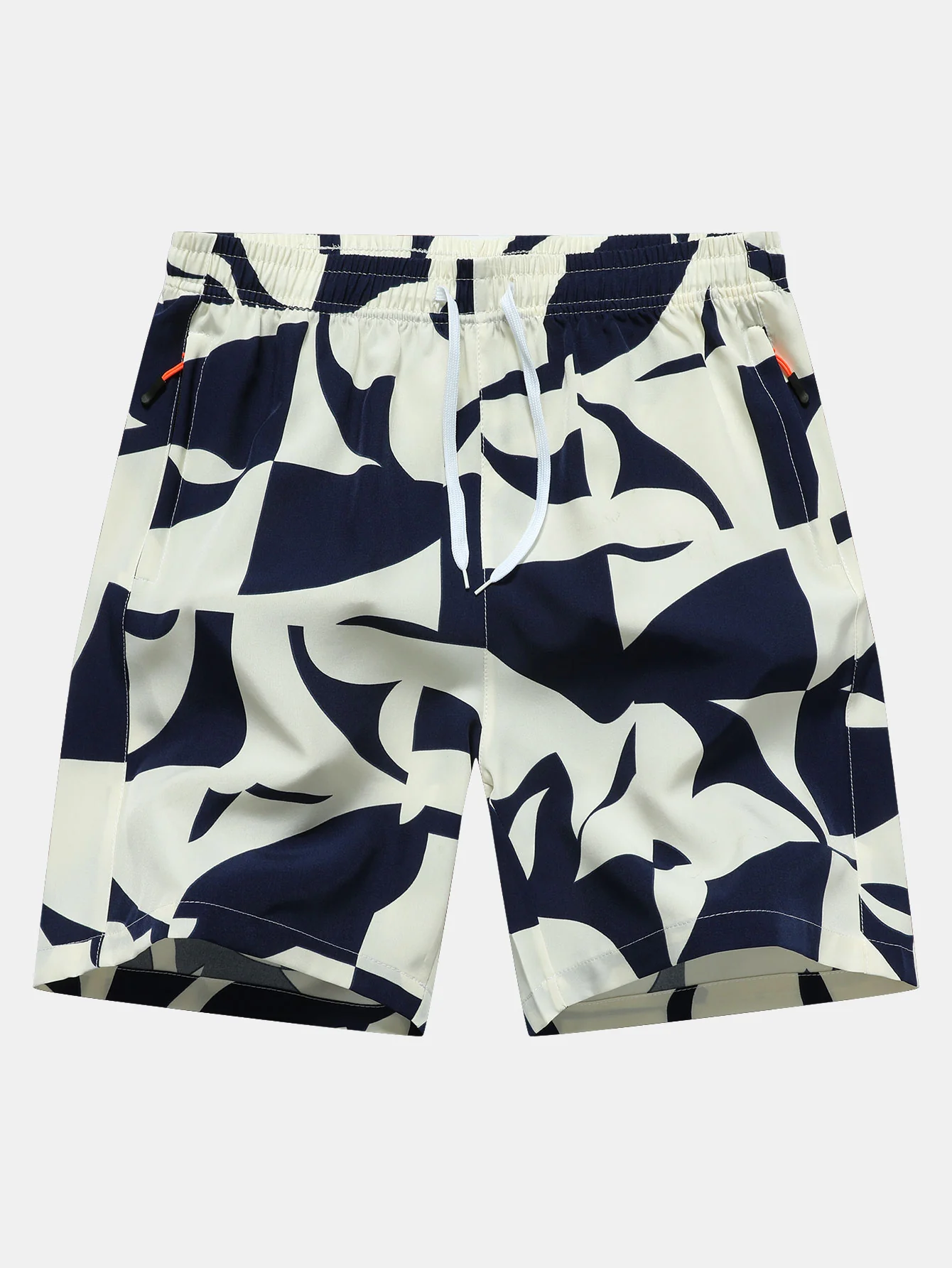 Farbblockdruck Reißverschluss Taschen Shorts