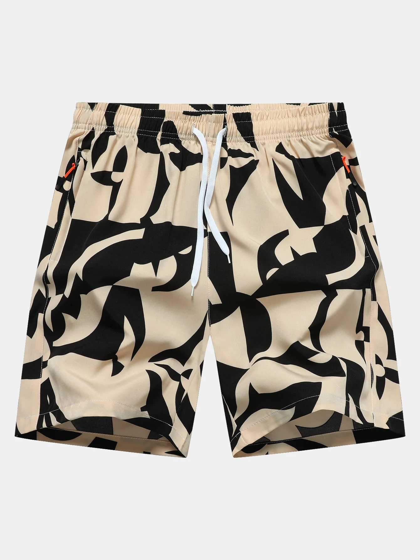 Farbblockdruck Reißverschluss Taschen Shorts - Image 2