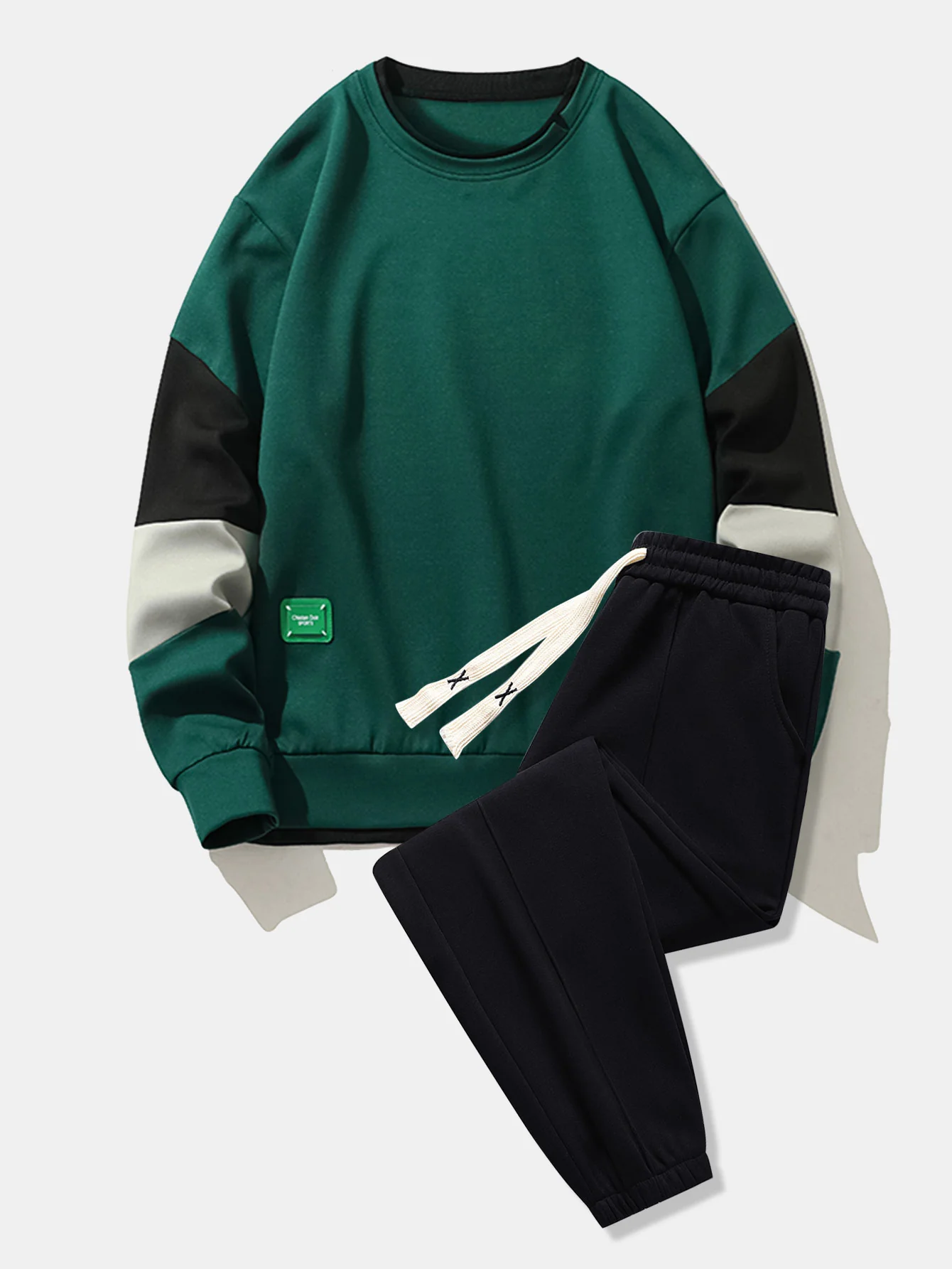 Farbblock-Sweatshirt & Jogginghose mit Paspel - Image 2