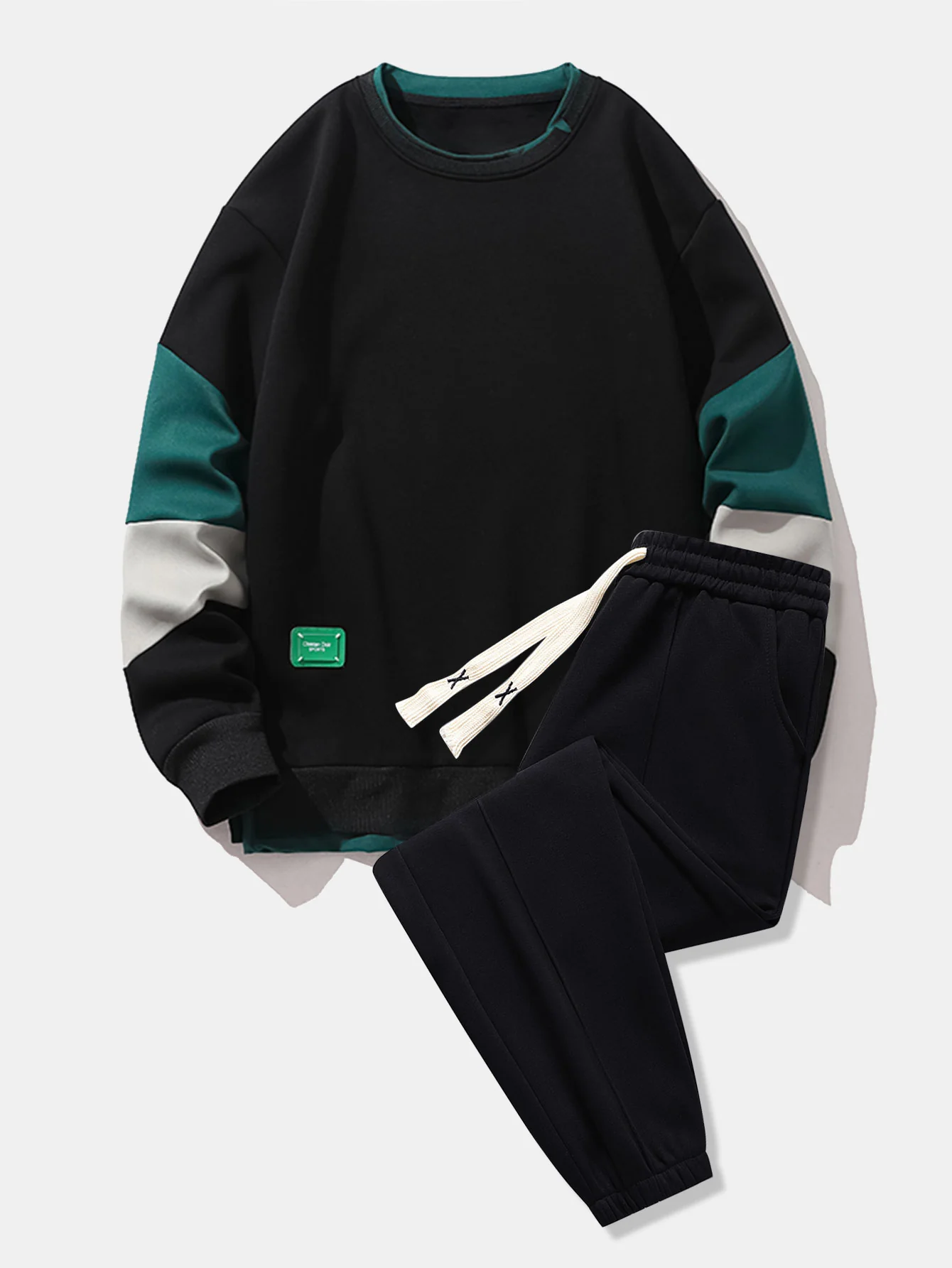 Farbblock-Sweatshirt & Jogginghose mit Paspel - Image 3